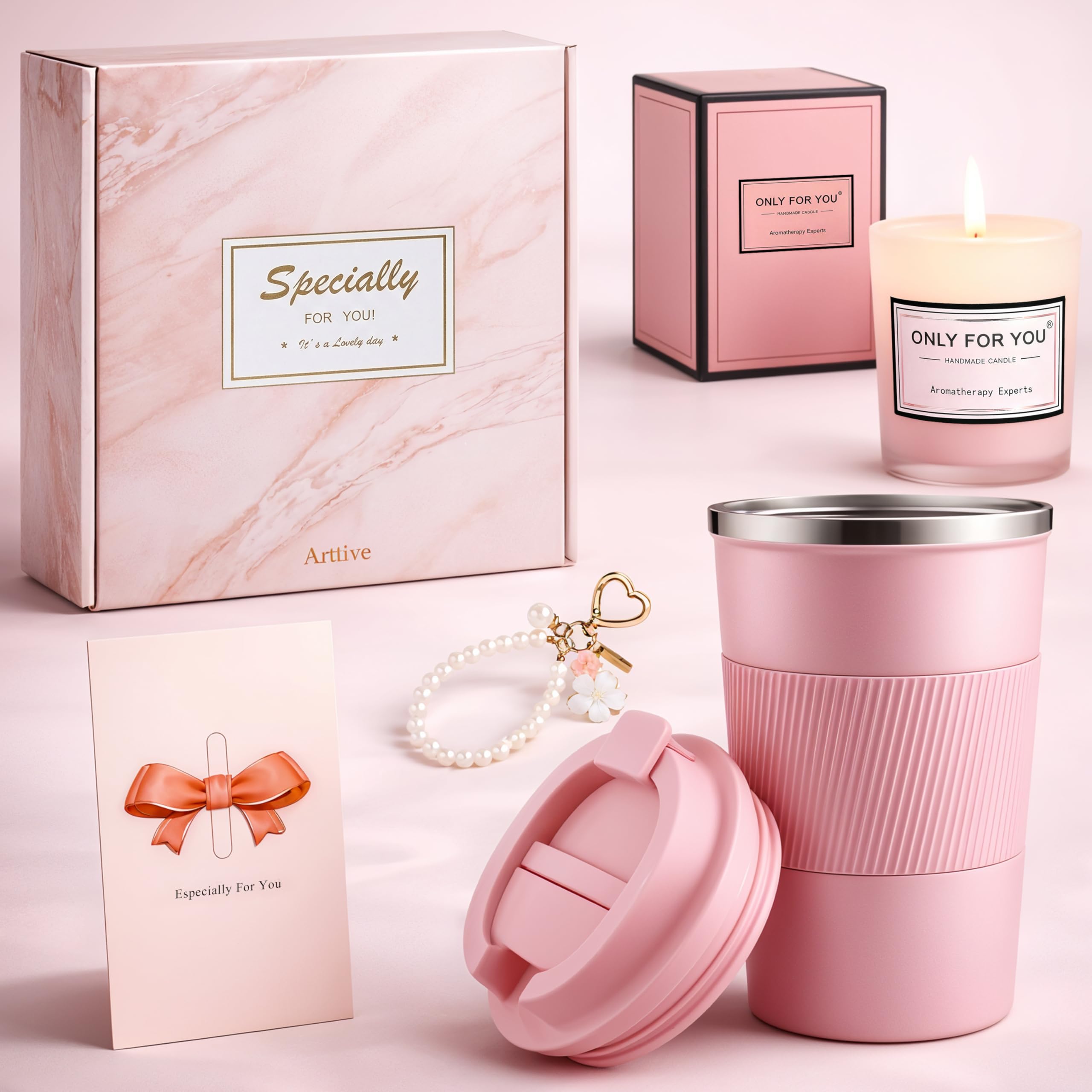 Artlive Gifts for Women – Travel Mug, Scented Candle & Keychain | Birthday, Valentine’s, Pamper Gift for Her, Thank You & Unique Gift for Wife, Mother, Girlfriend, Friend, Colleague