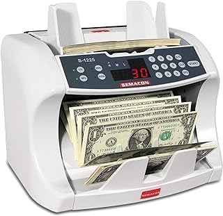 Semacon S-1225 High-Speed Bank Grade Currency Counter with Ultraviolet and Magnetic Counterfeit Detection, 800/1200/1600 Notes per Minute Counting Speed, Batching: 10 Keys/1-999 Range, 110V / 60Hz