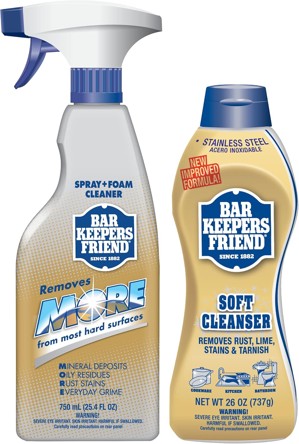 Bar Keepers Friend Soft Cleanser (26 oz) MORE Spray + Foam