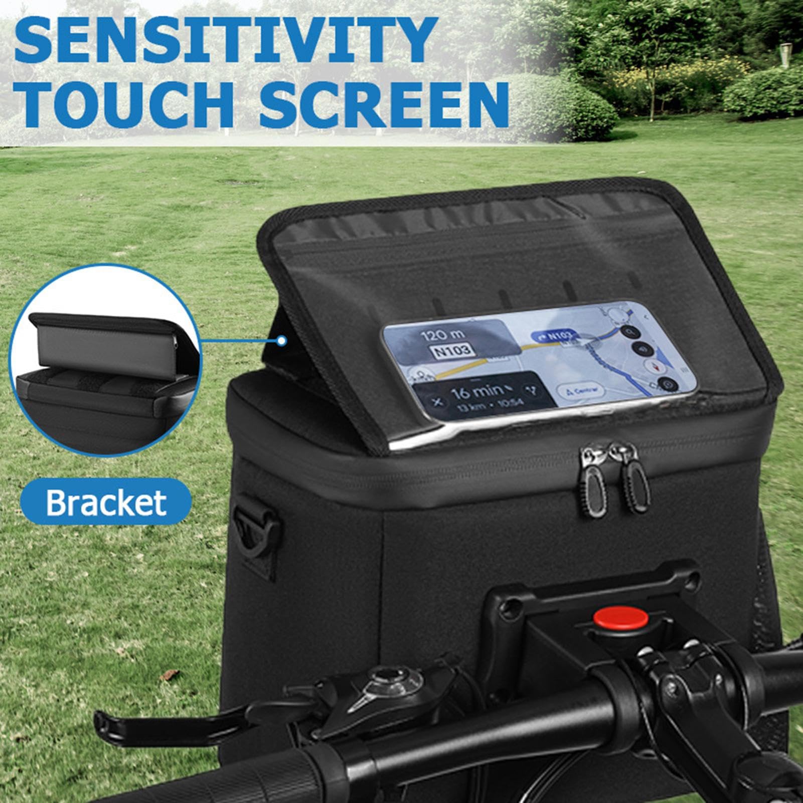 Borsa Anteriore Bici Capiente Riusabile Portatile Termica | Borse Isolate Per Alimenti Per Bici Da Strada Pendolarismo Trekking Shopping Picnic Campeggio Spiaggia Monopattino Mountain