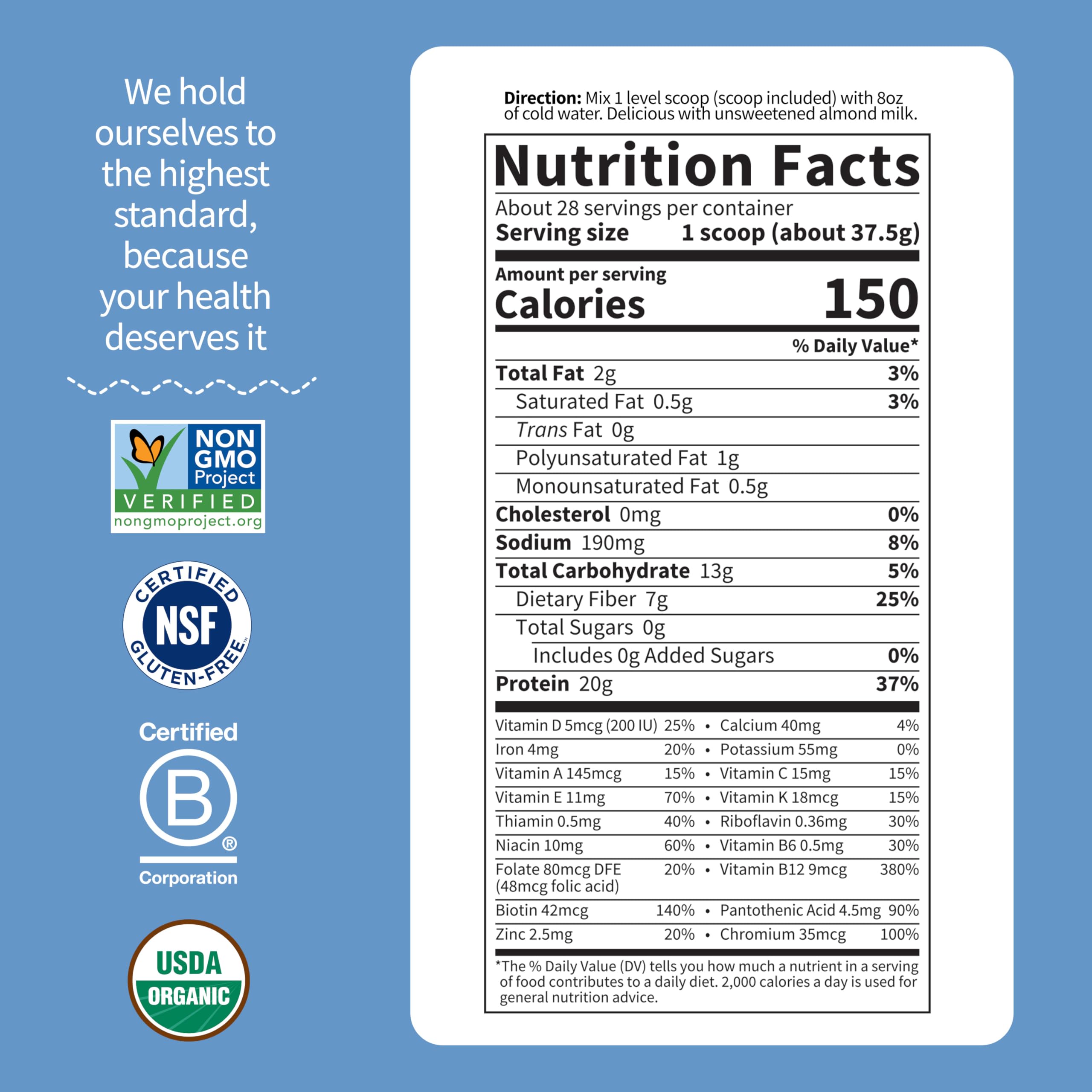 Garden of Life Meal Replacement Shakes, Raw Organic, Vanilla Protein Powder with Plant Based Pea Protein, Sprouts, Greens, Probiotics, Dairy Free 28 Servings
