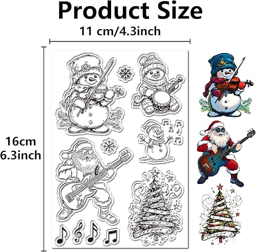 Miniatura 9 de CRASPIRE Sellos de goma transparente de Navidad para casa de invierno, bosque, copo de nieve, alce, muñeco de nieve, trineo, sellos de silicona