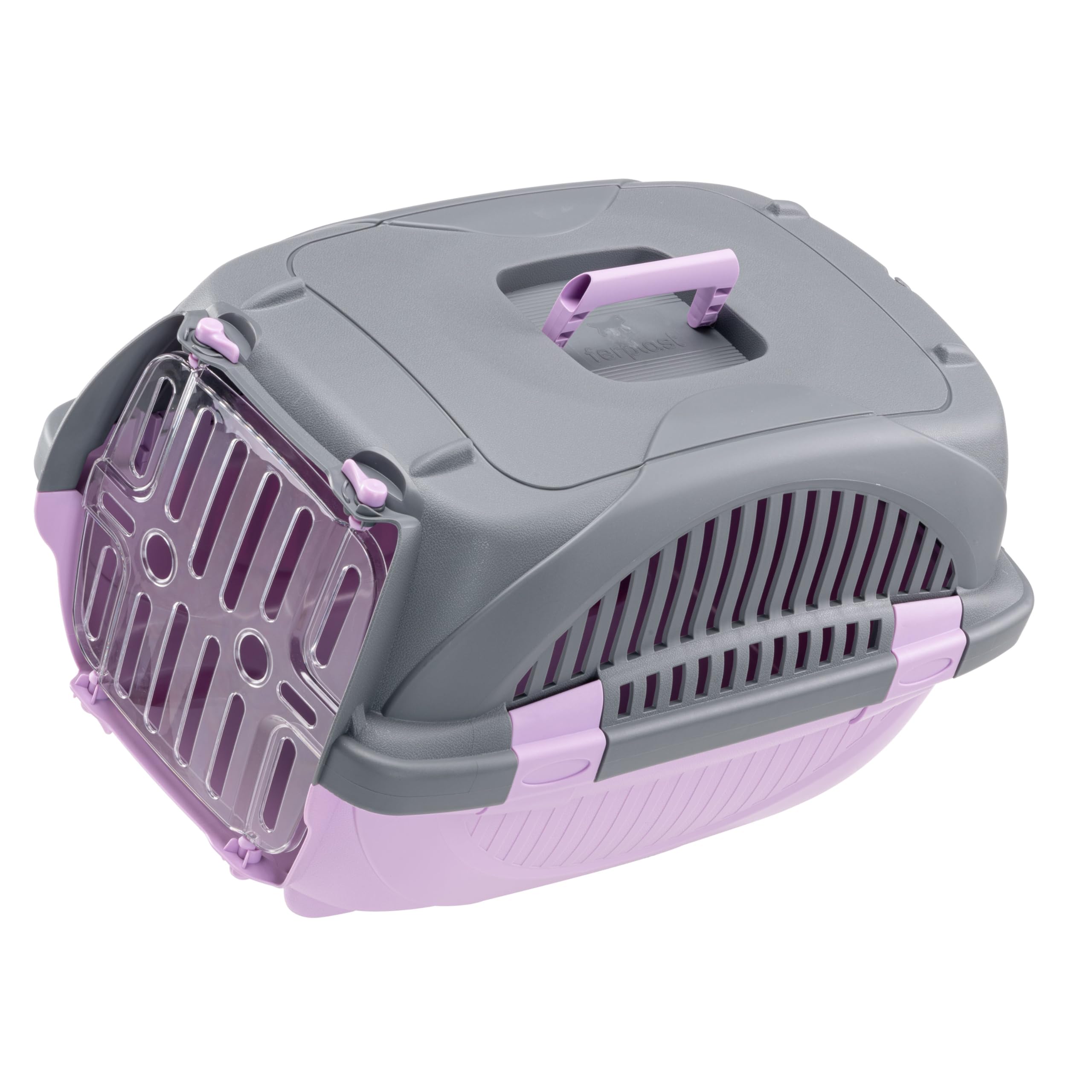 Ferplast Transportín Gato Rider, Transportín Perro Pequeño y Gatos hasta 7 Kg, Puerta Transparente Antigolpes, Ranuras de Ventilación, Transportín Mascotas Rígido, 34 x 50,7 x h 30 cm, Rosa