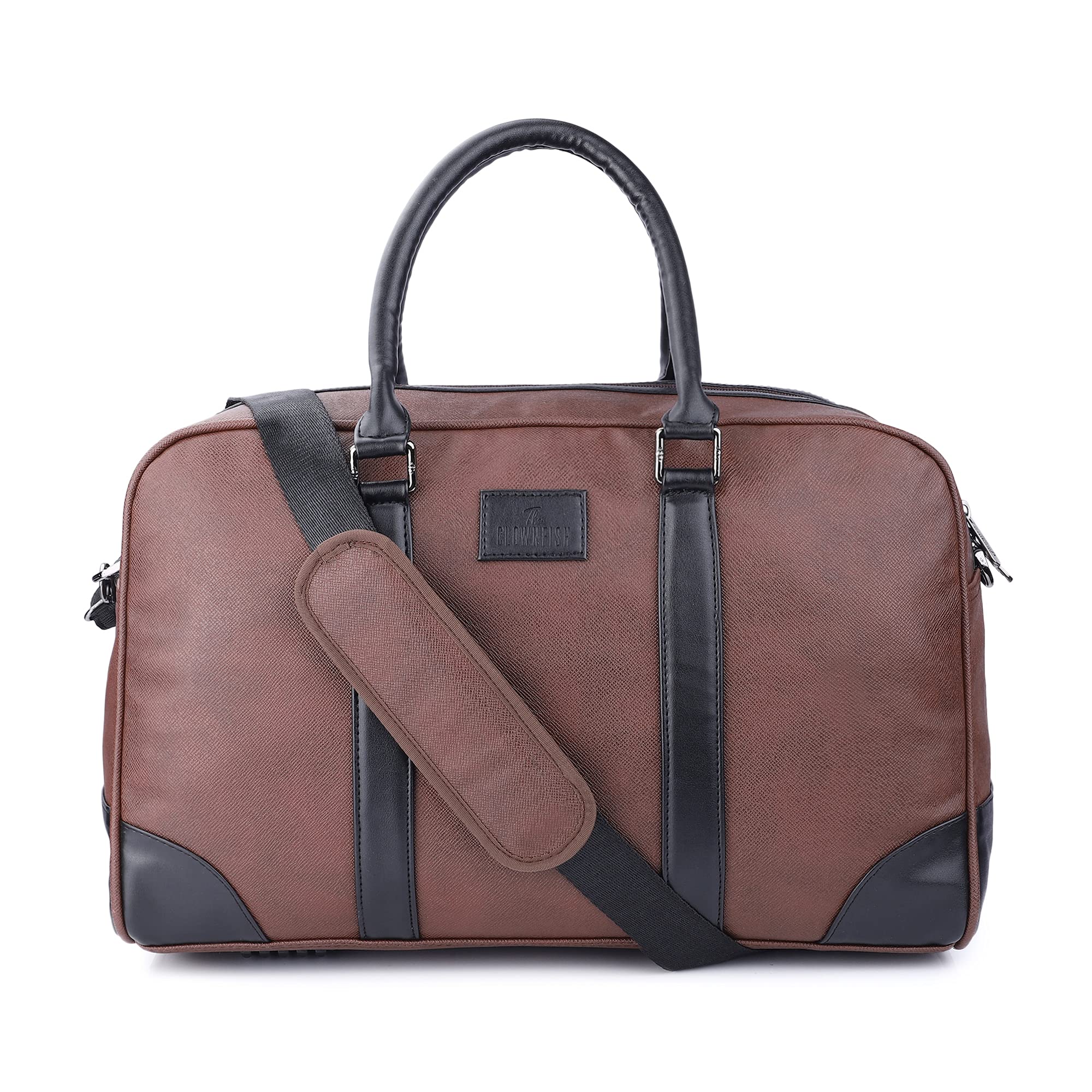 Farold 30 litres Unisex Faux Leather 15.6 inch Laptop Travel Duffle Bag (Almond Brown)-image-31