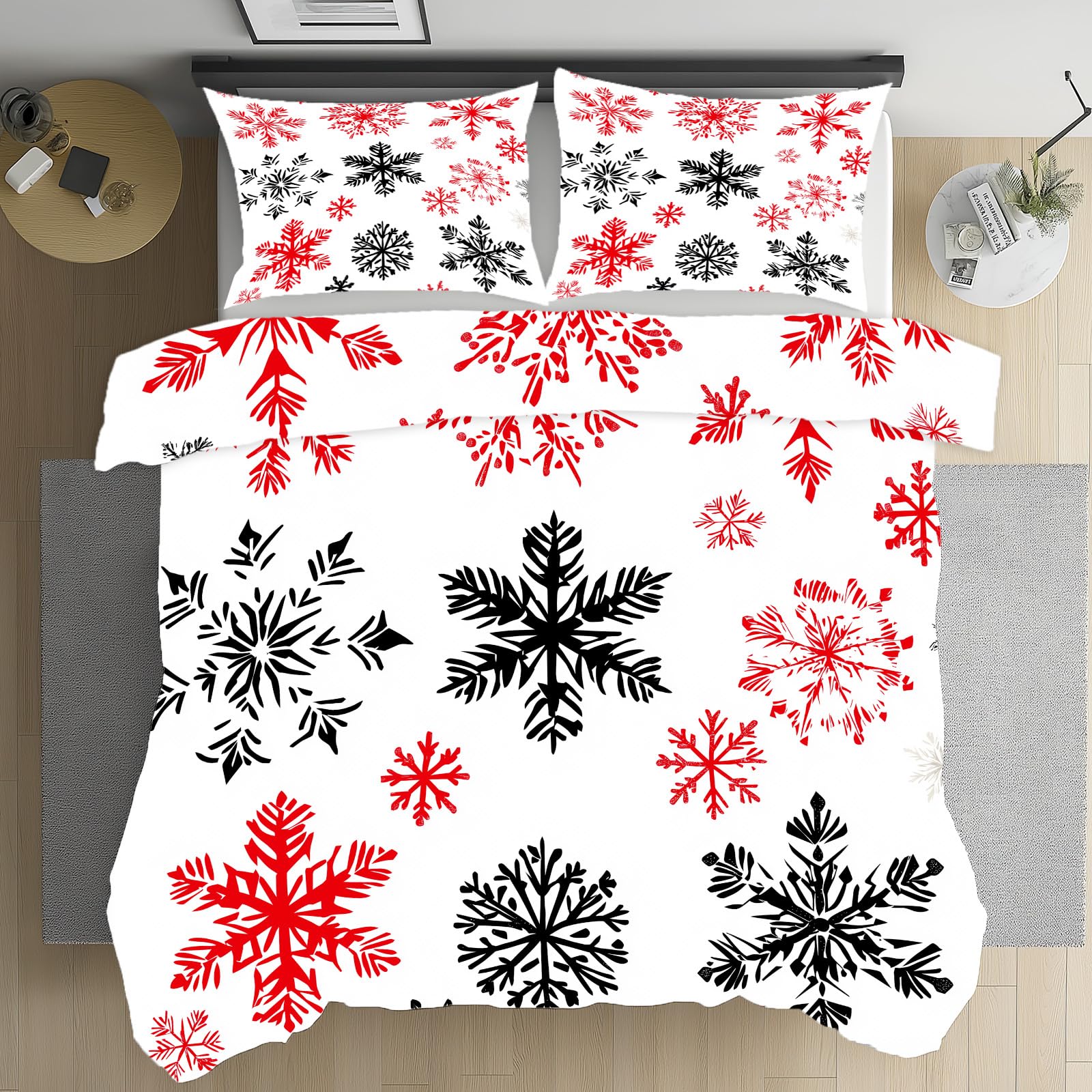Housse de couette flocon de neige 220x240 pour une ambiance de chalet de Noël chaleureuse en hiver