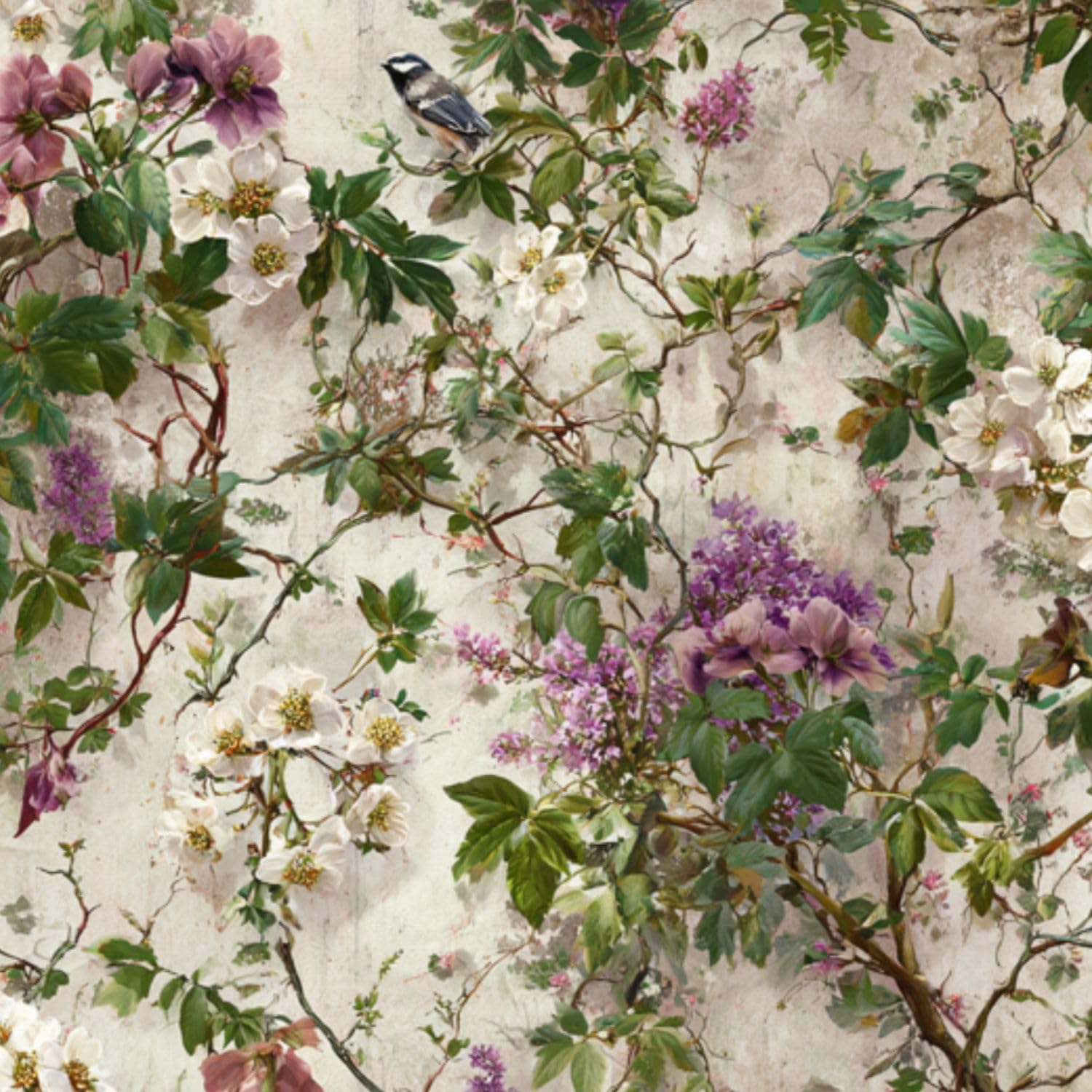 DERUINVAIO Self Adhesive Feature Removable Watercolor Floral Woodland Peel and Stick Vinyl Wallpaper Roll, Sticky Lining Paper for Bedroom, Living Room, Kitchen Walls