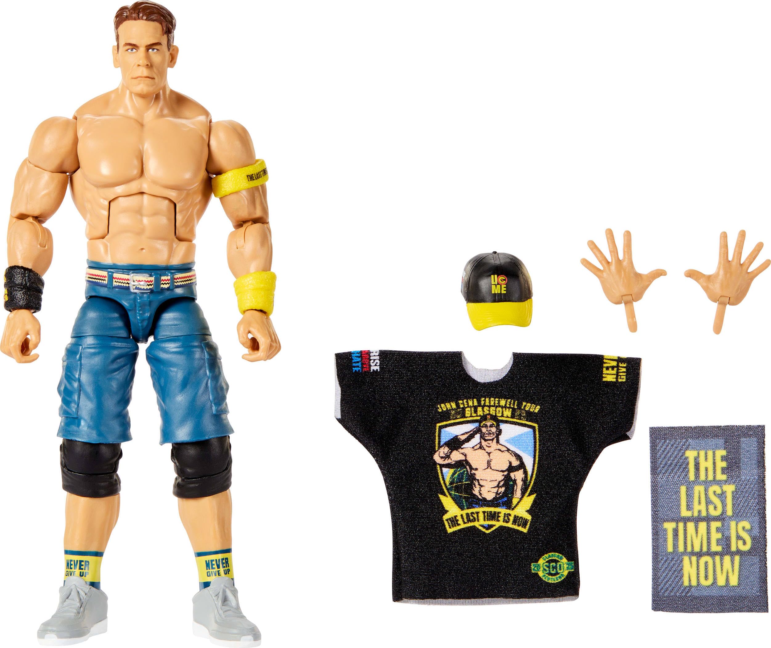 Mattel WWE Elite Collection Top Picks Action Figures & Accessories Set, 6-inch Collectible John Cena with Swappable Hands & Ring Gear​, JHV15