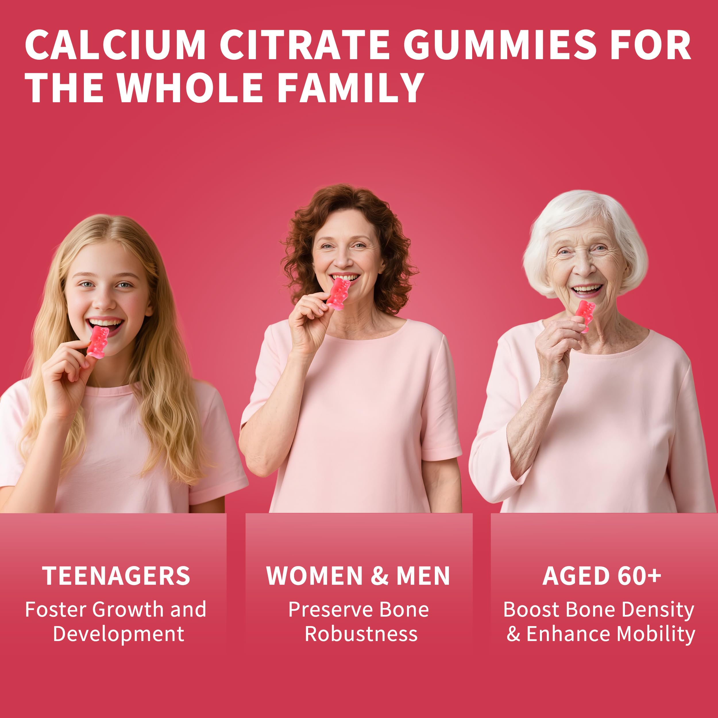 (2 Pack) Calcium Citrate 1200 mg Gummies Supplements for Women & Men,Pure Calcium Citrate Gummies for Bone, Muscle & Immune Support - Easy to Digest, Sugar Free,Vegan,Peach Flavor,60 Day Supply — Amazon image 3