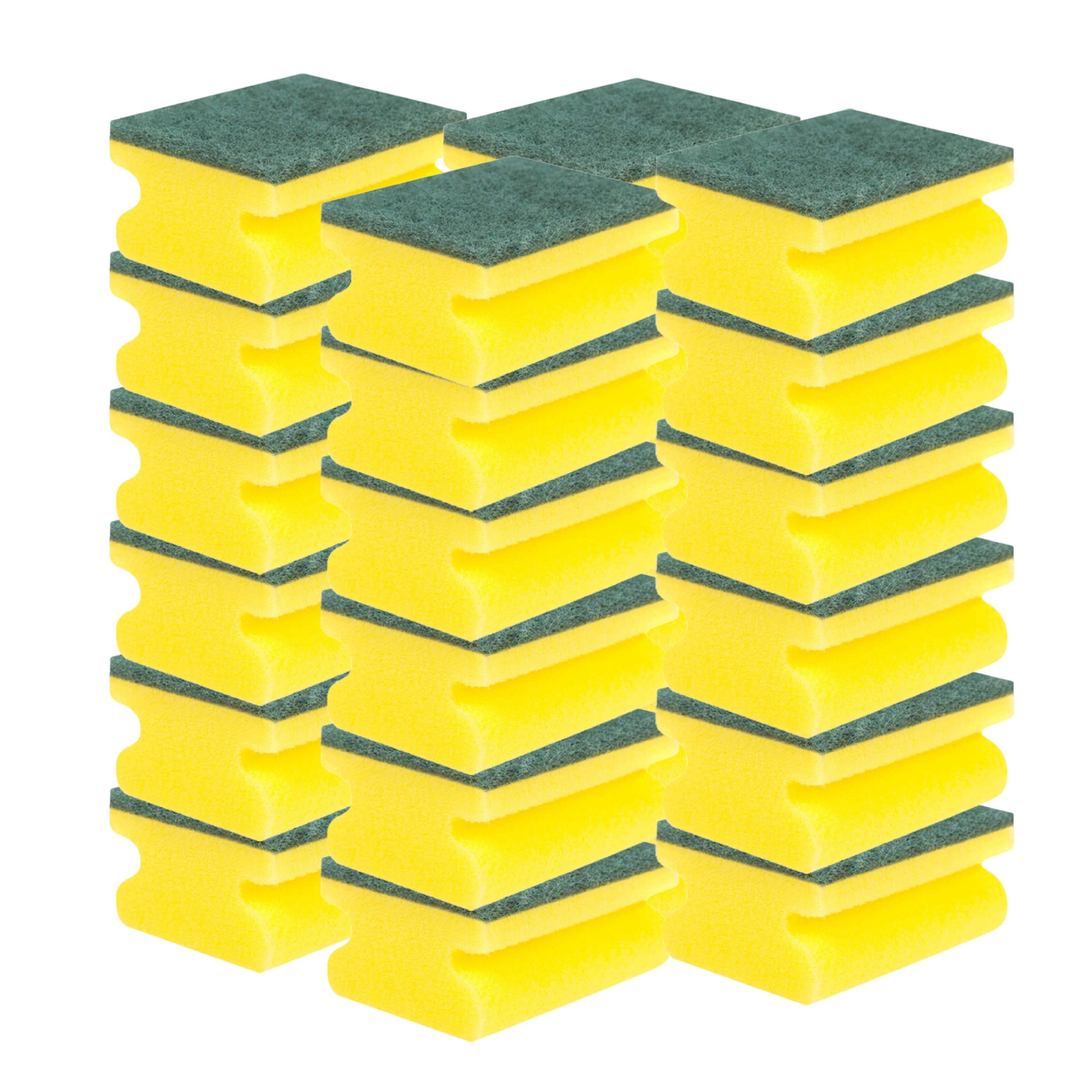 HOMESHOPA Handgrip Scrub Sponges, 24 Pack Non-Scratch Extra Hand Grip Super Absorbent Scrubbing Scourer, Dual-Sided Dishwashing & Cleaning Scrub, Reusable Washing Up Pads Kitchen Bathroom Pots Pans