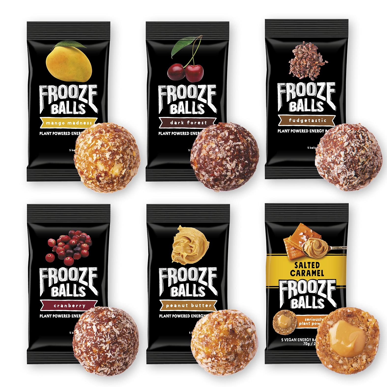 Frooze Balls Plant Protein Powered Vegan Snack Energy Balls, Classic Variety Pack Gift Box (Pack