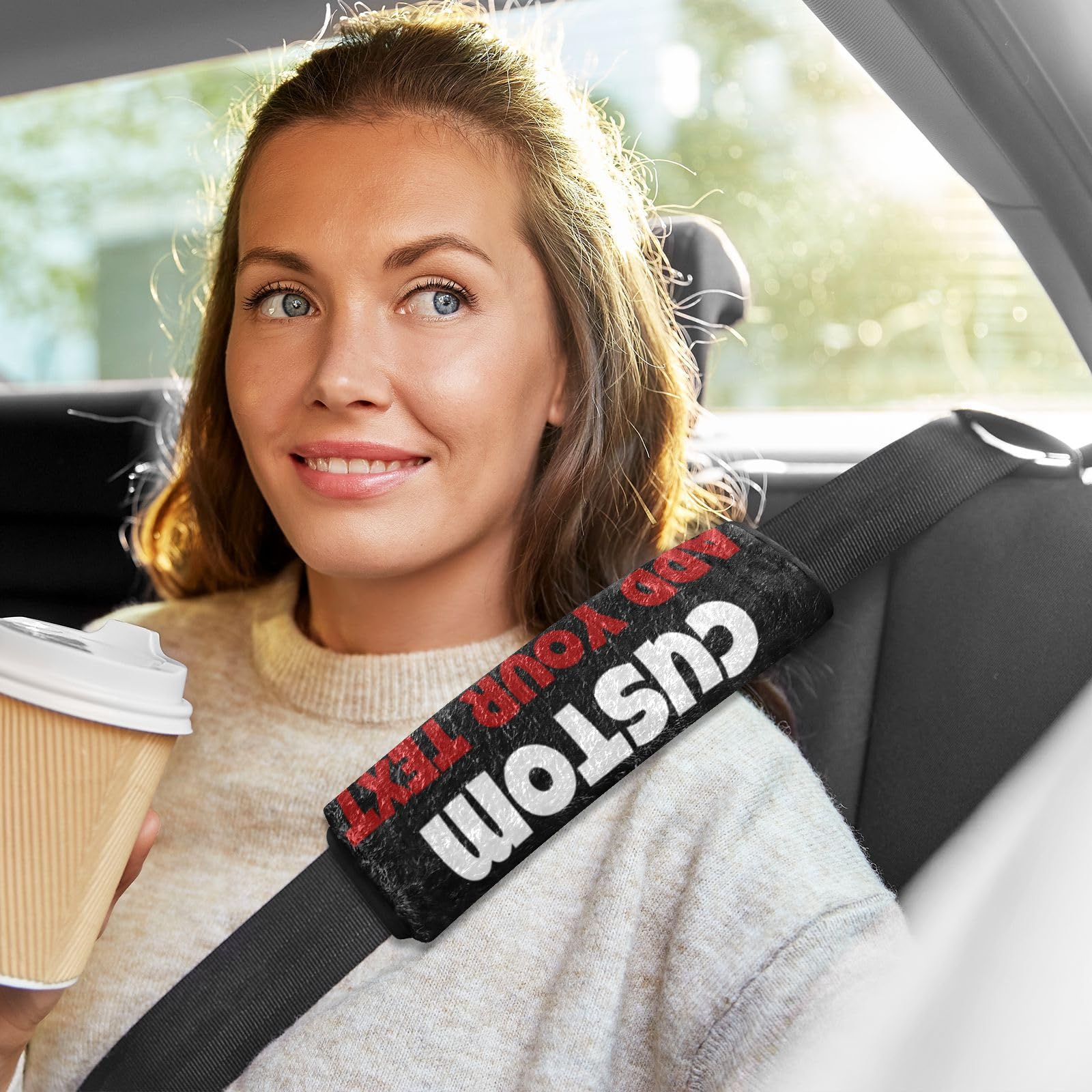 2 Copricinture Auto Personalizzate Con Foto E Testo - Imbottiture In Neoprene Regolabili, Accessori Originali Per Auto