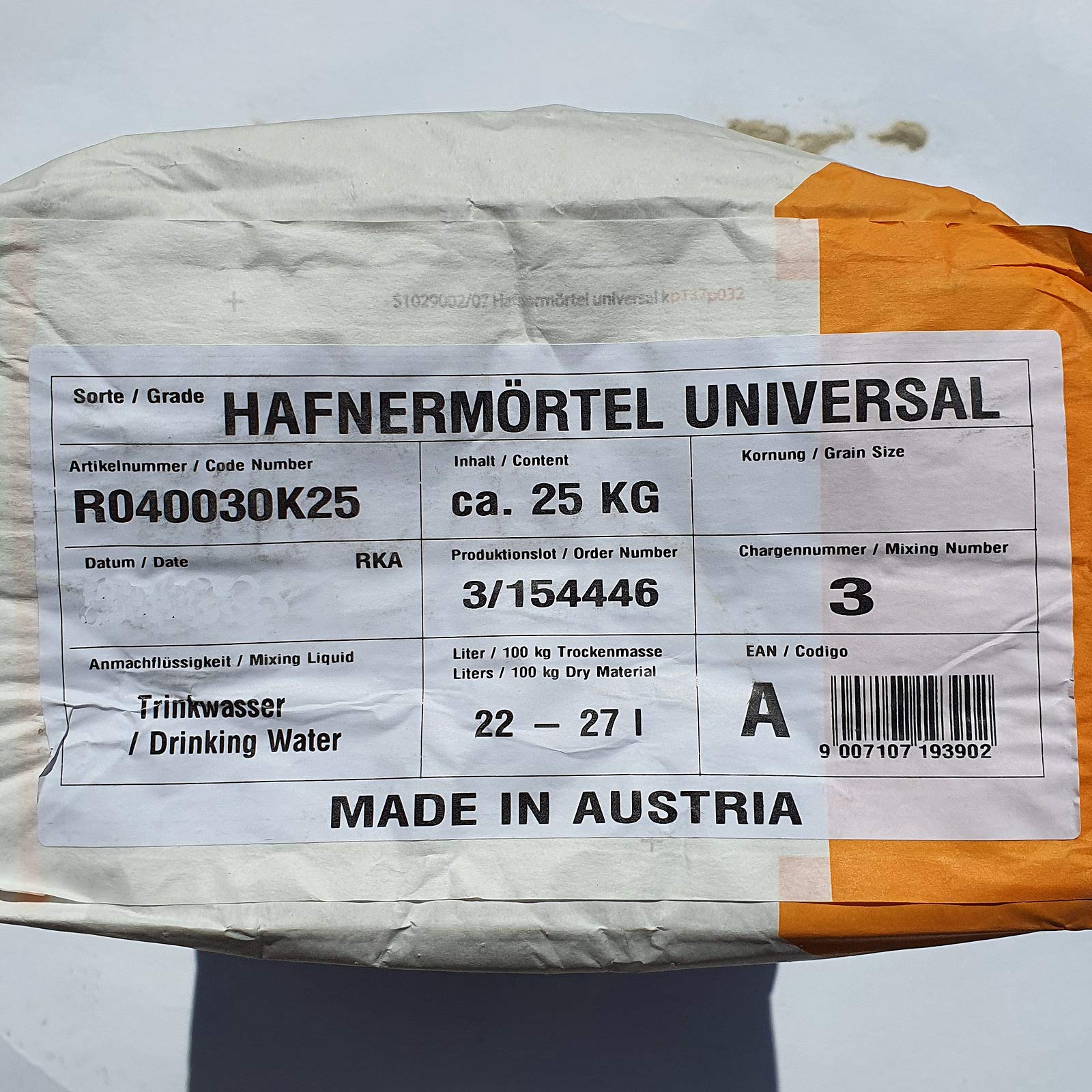 1,28€/kg Rath Hafnermörtel Universal Schamottmörtel 25Kg