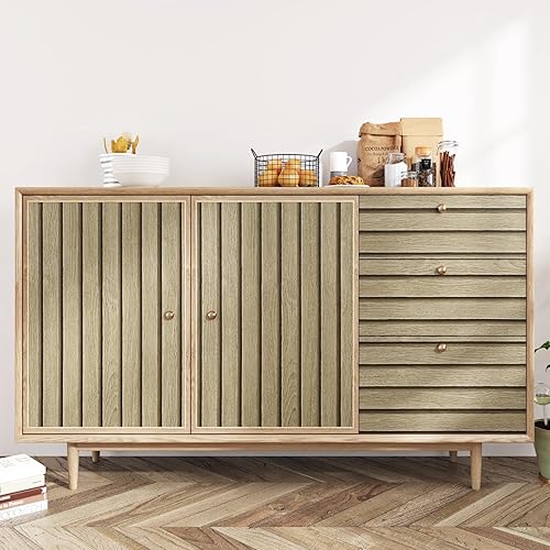 Miniatura 4 de Papel tapiz de listones de madera marrón para dormitorio, papel tapiz de panel de madera sintética, despegar y pegar, papel tapiz de listones de