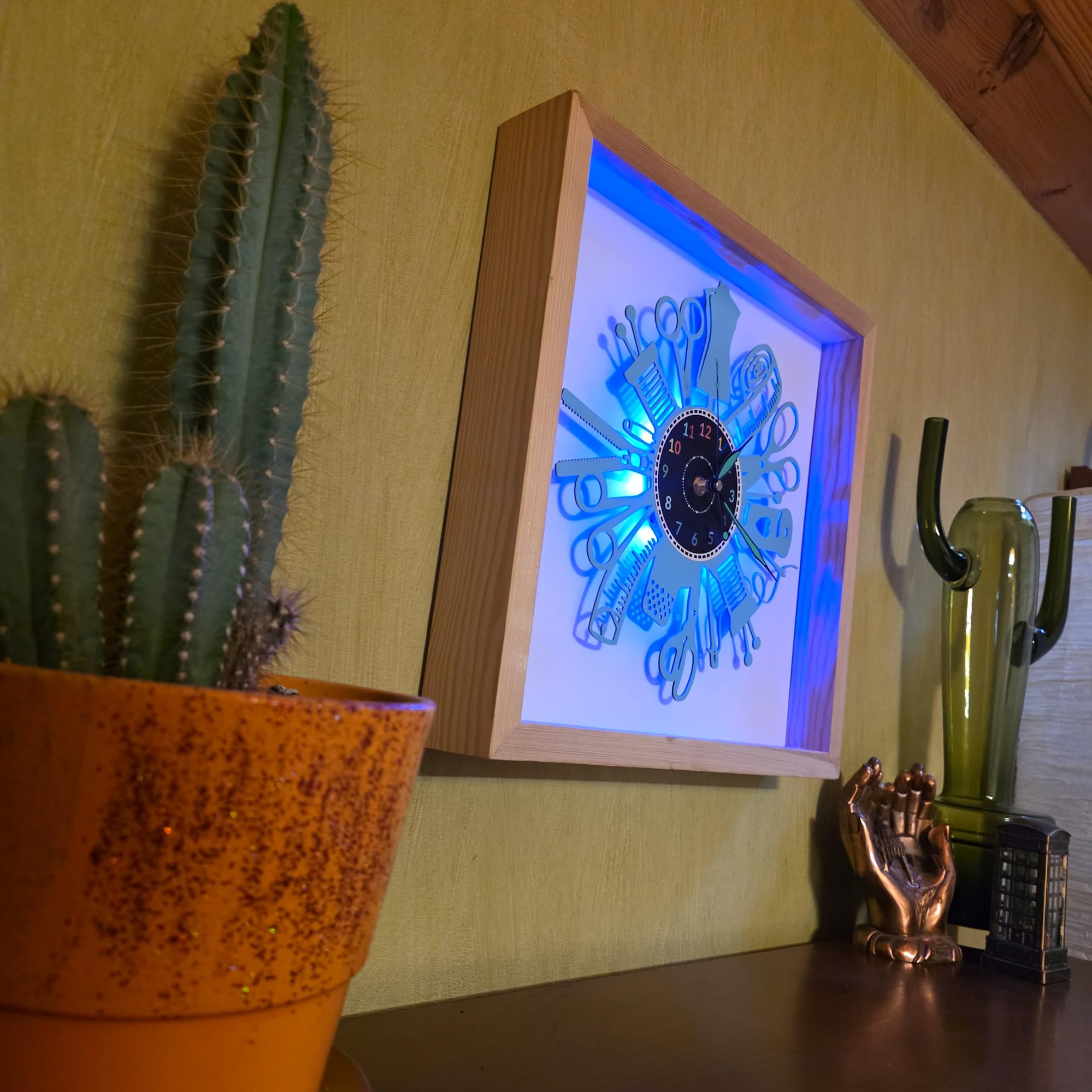 Maszyna do szycia zegar ścienny kolor LED RGB bezprzewodowa drewniana rama 35 x 35 cm płyta winylowa dekoracyjny zegar ścienny 9 kolorów dostępnych prezent prezent W0049KRL