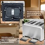 SEEDEEM Toaster 4 Slice, Stainless Toaster & Touch Control, LCD Display, 6 Bread Type, 7 Shade Settings, 1.5'' Wide Slots, Cancel/Defrost/Reheat, Removable Crumb Tray, 1800W, Silver Metallic