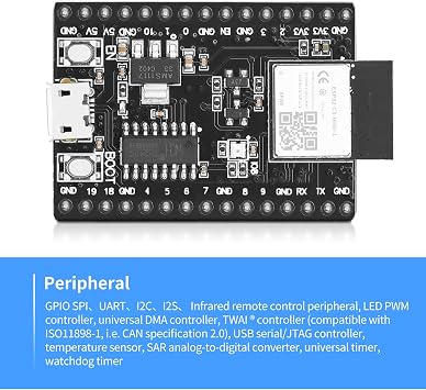 ESP32 ESP32-C3 ESP-WROOM-32 Development Board Kits, 15 GPIO CH340 Micro USB WiFi + Bluetooth Dual Cores Microcontroller Processor Compatible with Arduino IDE NodeMCU