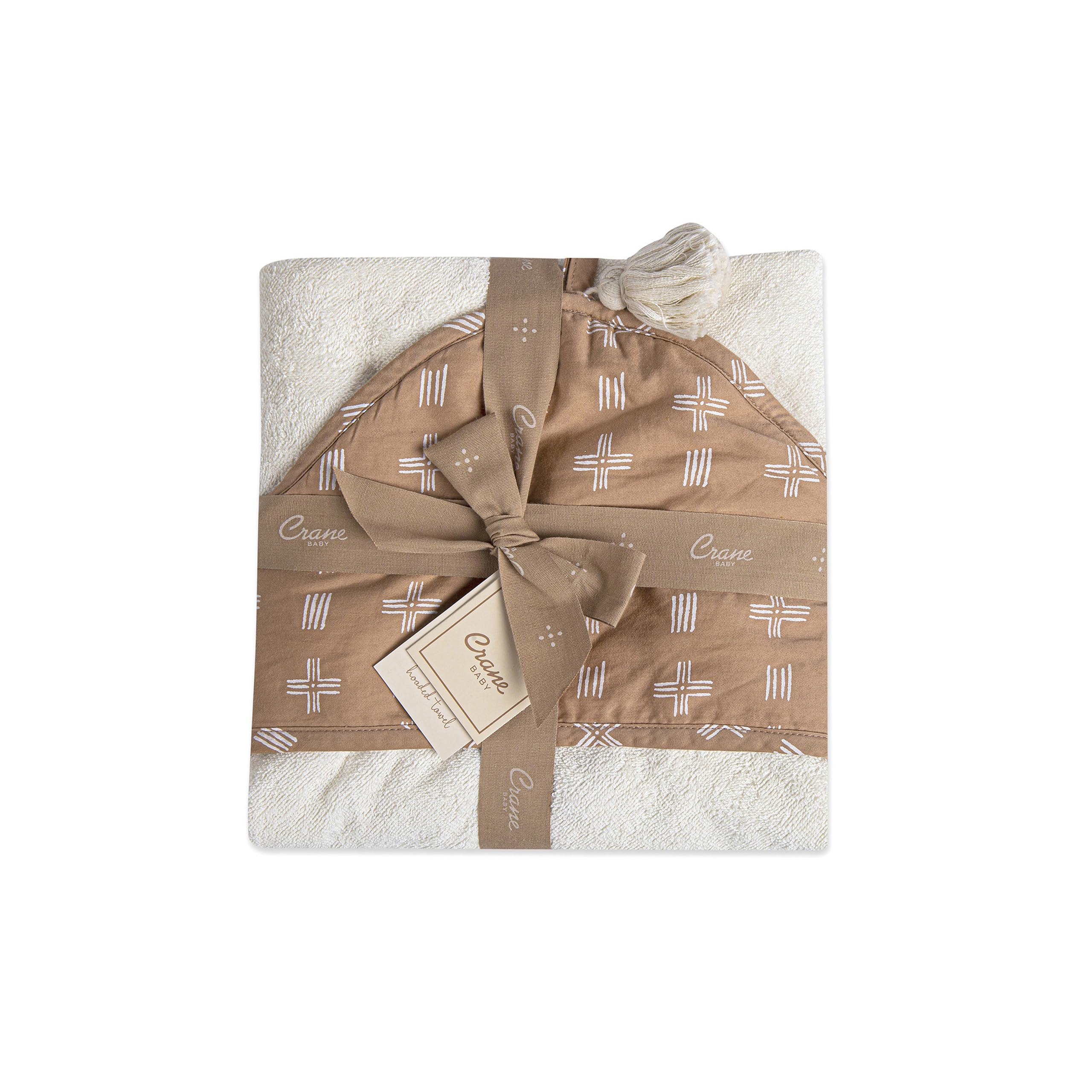 Crane Baby Toalla con Capucha para bebé para niños y niñas, Color Crema y Beige, 76 cm de Ancho x 76 cm de Alto