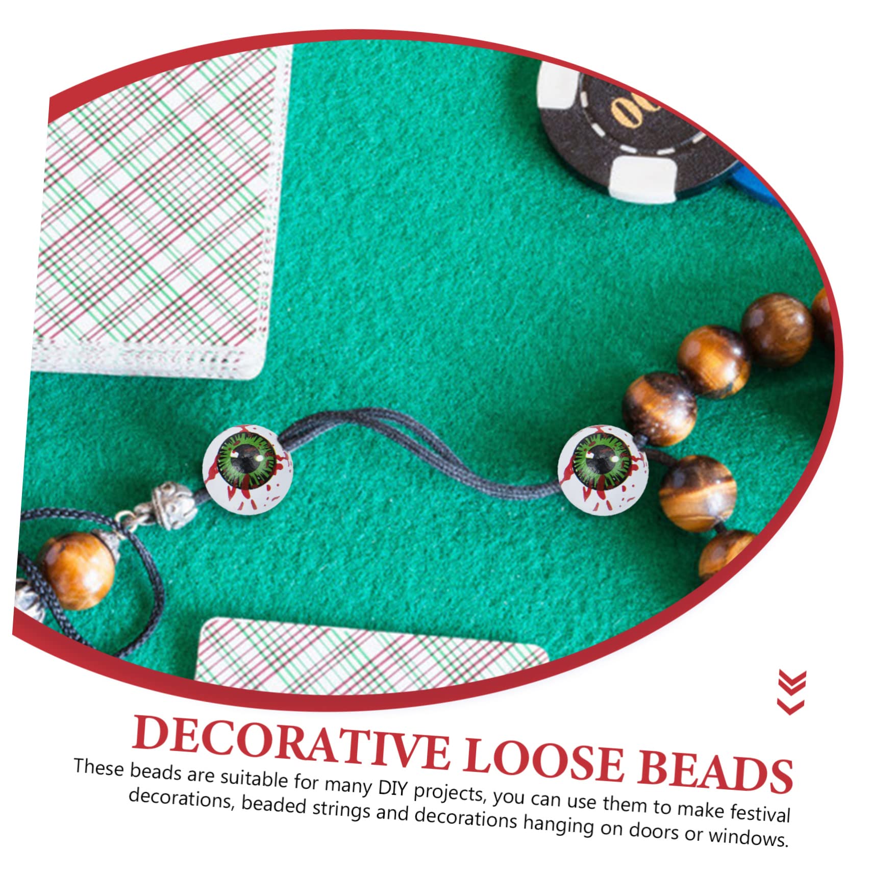 NUOBESTY 300piezas Abalorios De Madera Estilo Halloween Espaciadores Patrón De Ojos Para Manualidades Diy Accesorios Creativos De Madera Para Pulseras y Collares
