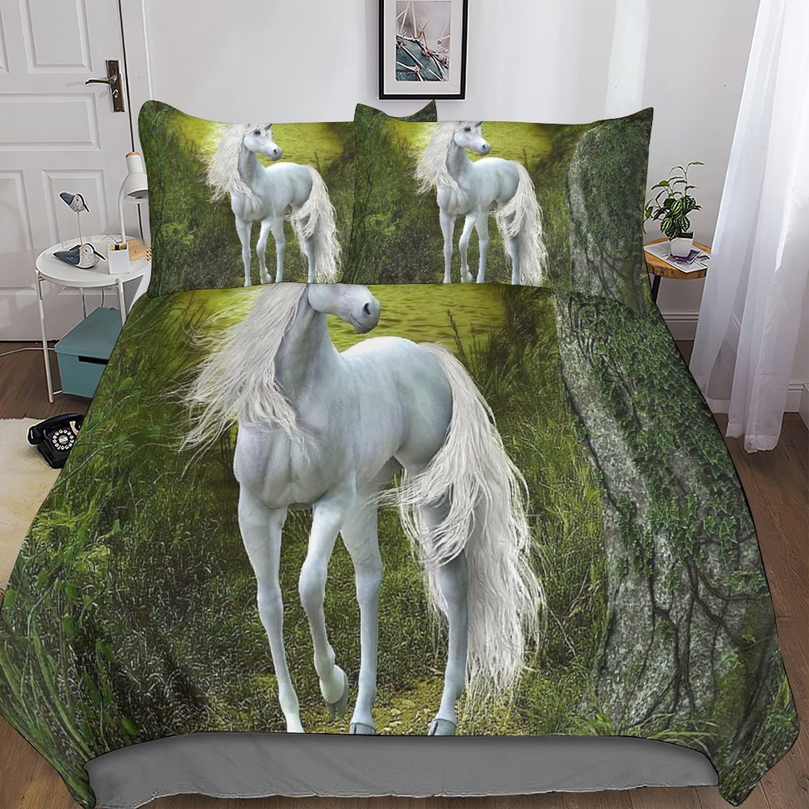 Housse de couette licorne pour chambre d'enfant et ado fille lit double