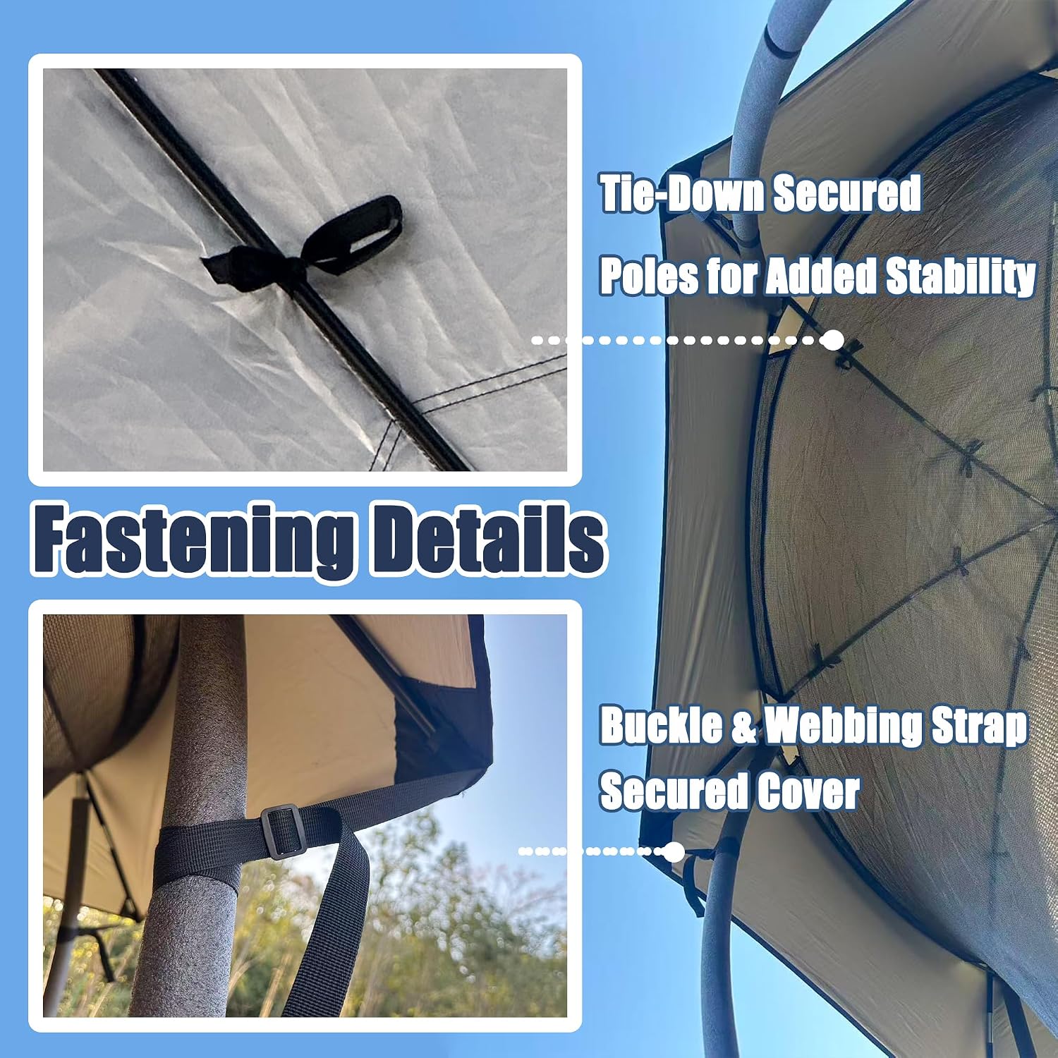 10FT 12FT 14FT 15FT 16FT Dome Trampoline Canopy Cover for Backyard Trampolines, 600D Heavy-Duty Waterproof Fabric with Taped Seams, Curved Roof Design Prevents Water Pooling