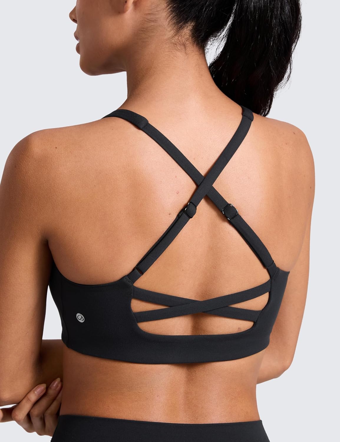 CRZ YOGA Butterlift Cross Back Sports Bras for Women - Scoop Neck Adjustable Straps Wireless Padded Pilates Workout Top - Image 4
