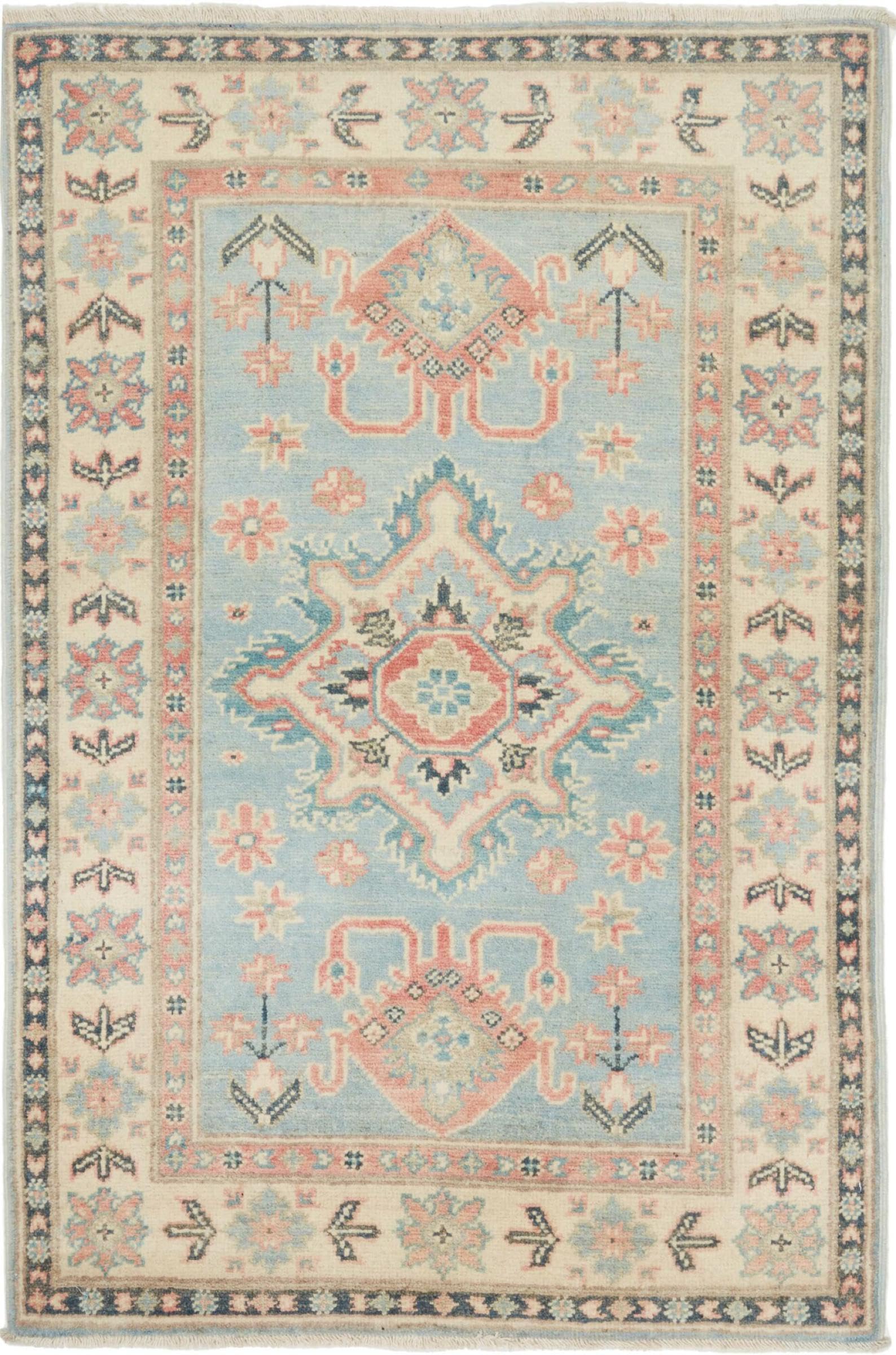 Tapis Kazak 81x123 noué à la main une œuvre authentique en pure laine