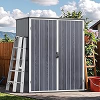 Vista 13 de Devoko Gabinete de almacenamiento al aire libre de 50 pies cúbicos - Cobertizo de almacenamiento vertical de resina - Para guardar muebles de patio