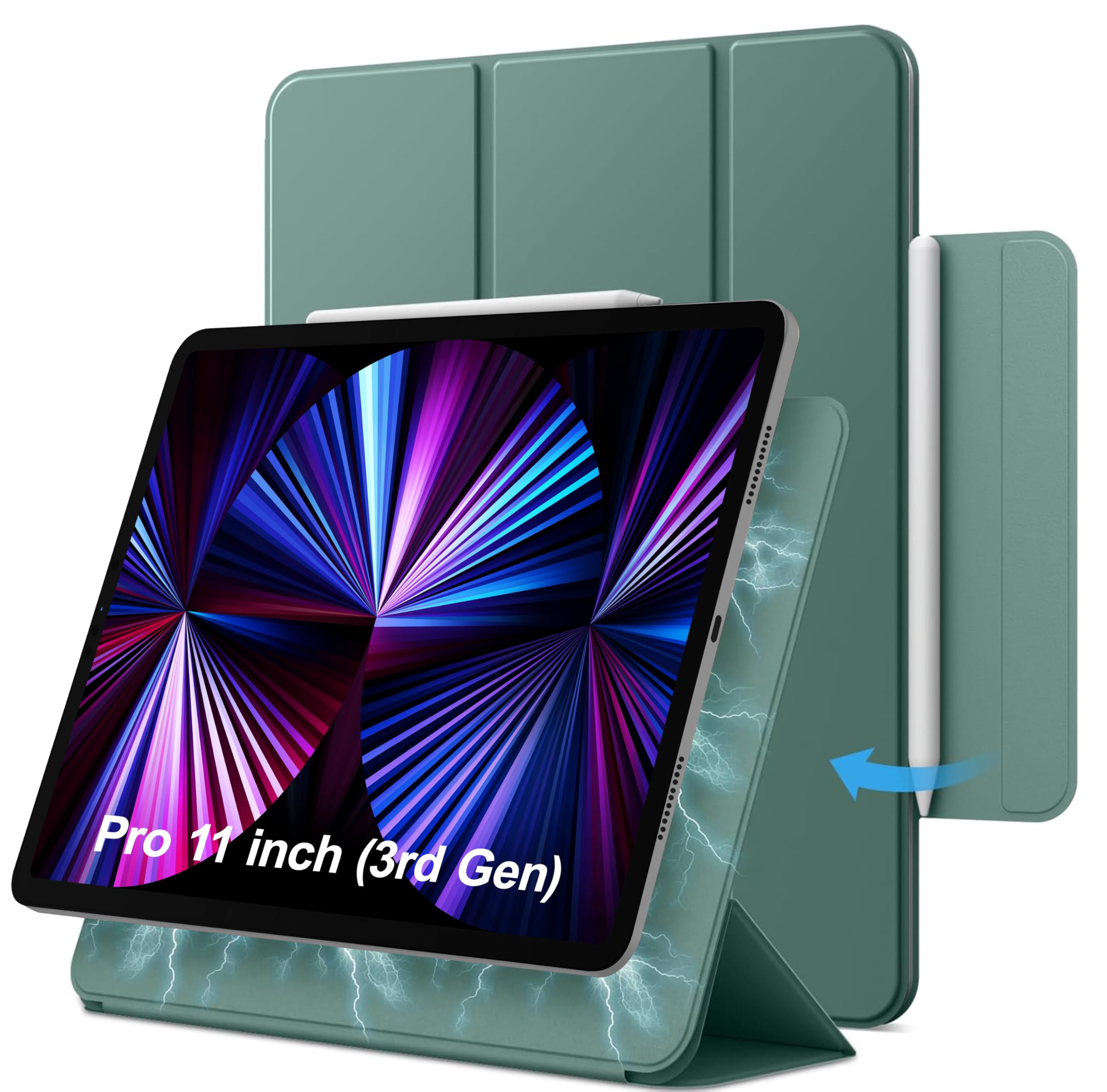 TGK Slim Trifold Magnetic Case for iPad Pro 11 inch 3rd Gen 2021 Cover Magnetic Attachment with Auto Wake/Sleep (Forest Green) (B0DGW2L335) Amazon Price History, Amazon Price Tracker