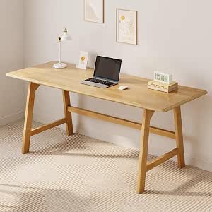 IOTXY Solid Wood Writing Table - 60" W Minimalist PC Computer Desk, Oak