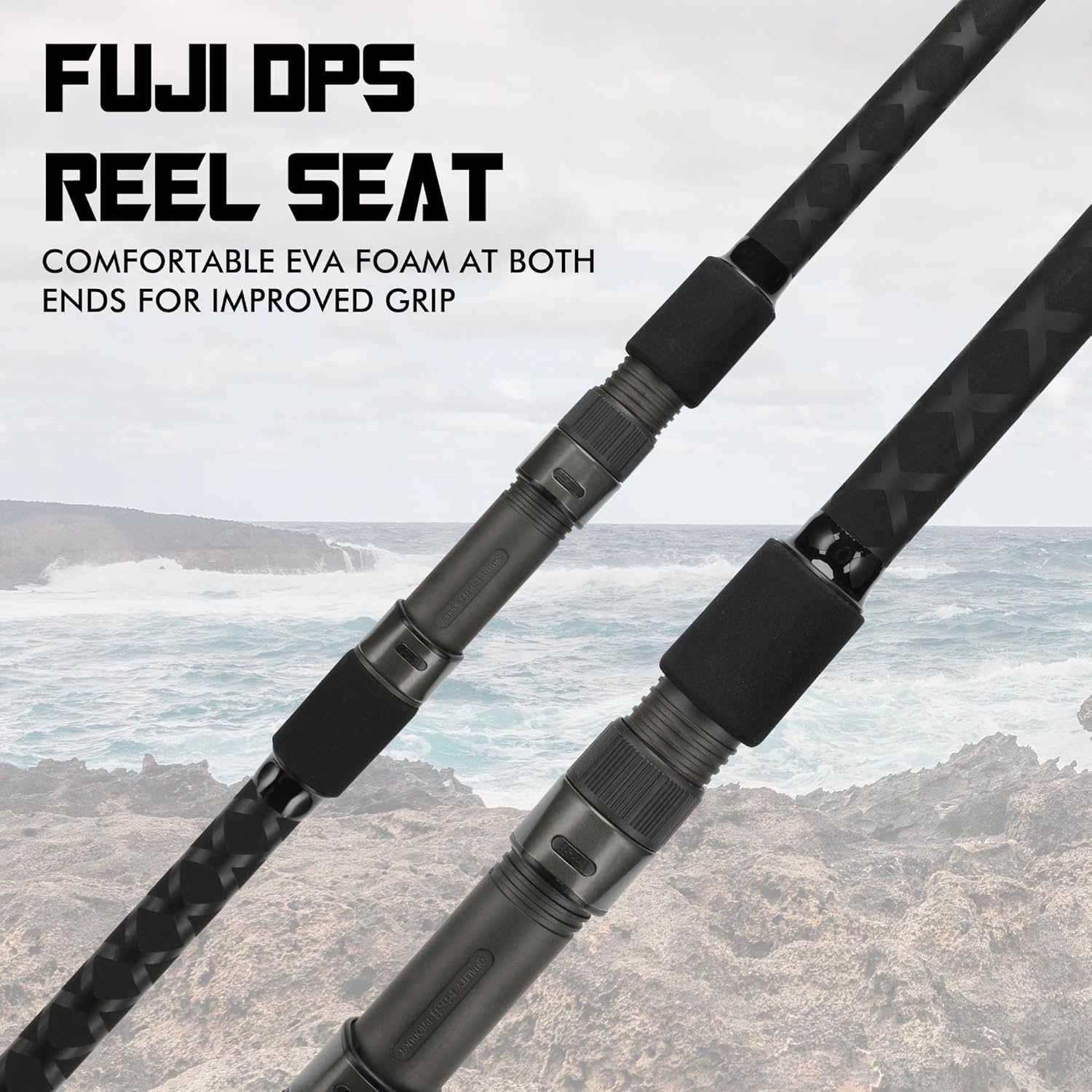 LITTMA Carbon Fiber Surf Spinning Rod with Fuji Guides - Lightweight & Strong 2-Piece Pack - Available in 8'/9'/10'/11'/12' for Long Distance Saltwater Fishing