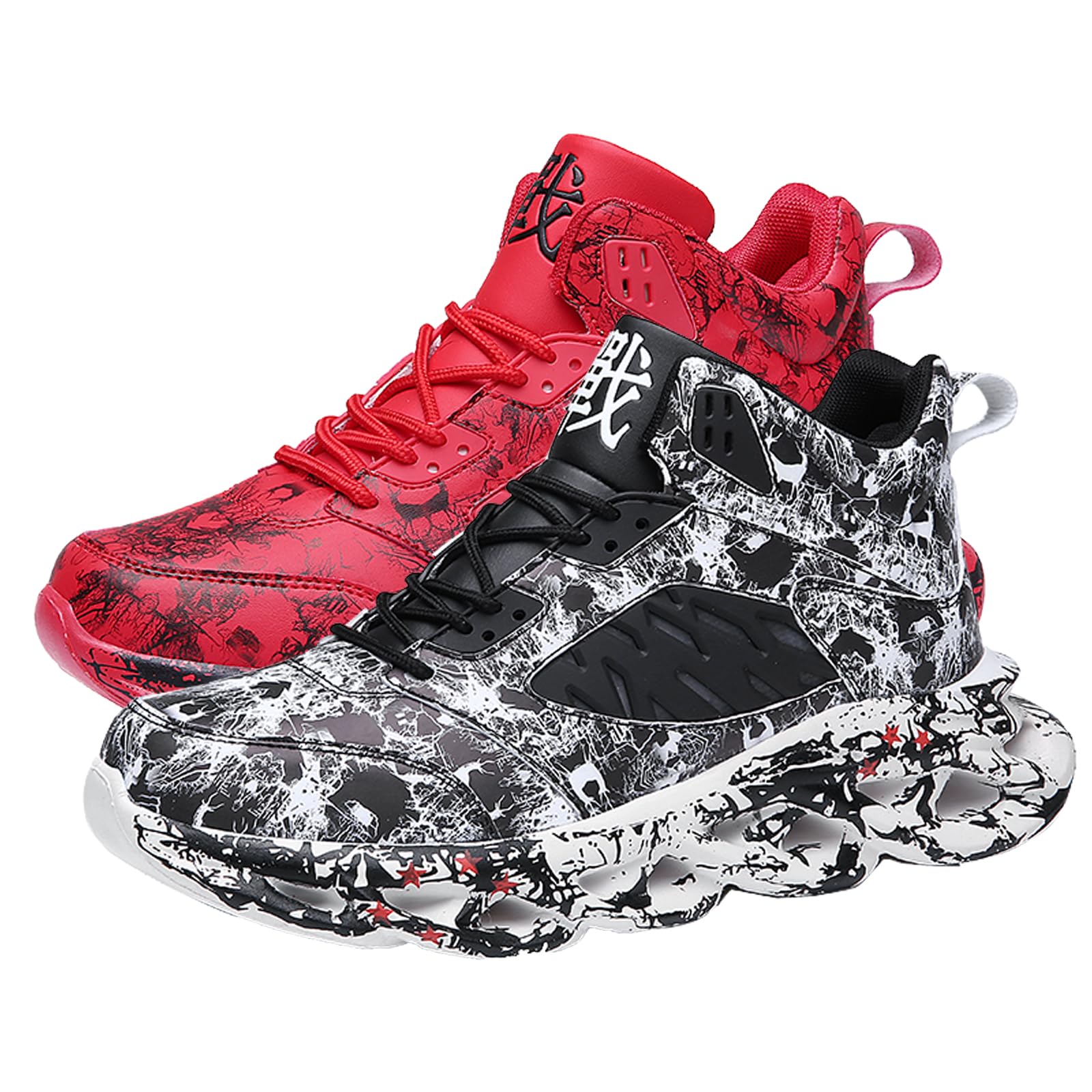 GSIGUL Mens Basketball Shoes Lightweight Mens Running Tennis Shoes Graffiti Athletic Chunky Sneakers for Men