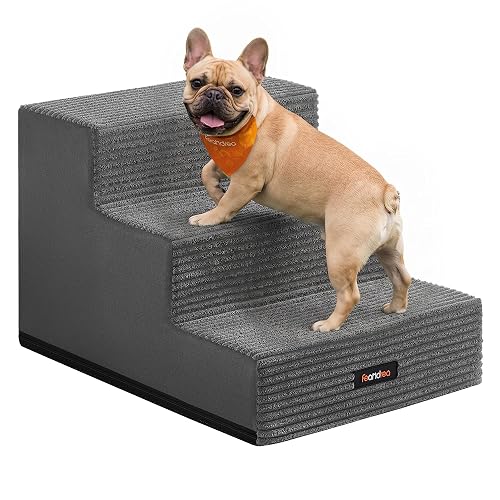 Feandrea Escaleras para Perros de Espuma, Peldaños para Mascotas con Funda de Pana Lavable, Impermeable