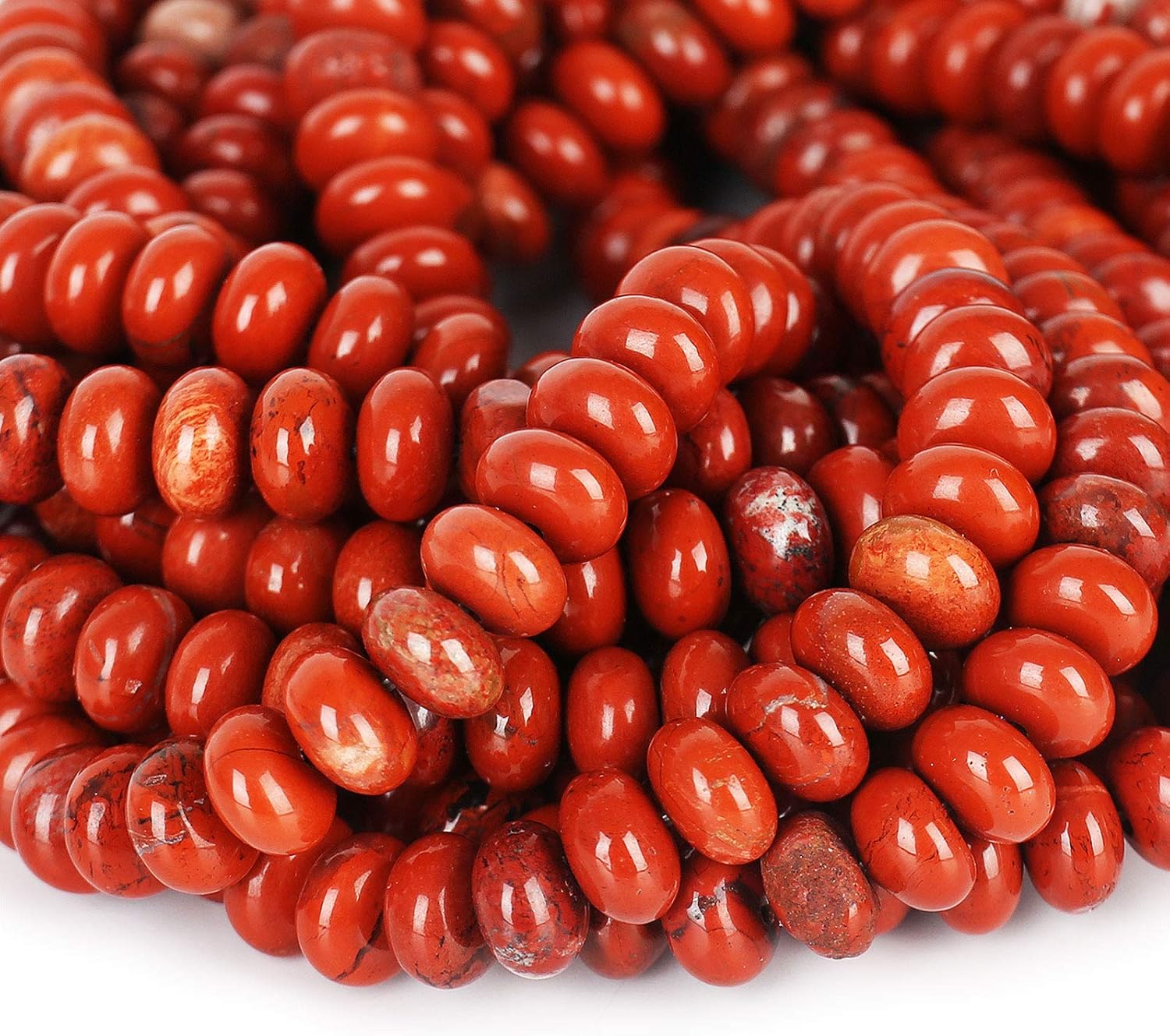 ICAI Beads 5x8mm Natural Red Jasper Rondelle Spacer Loose Beads for Jewelry Making DIY Crafts Design 1 Strand 15" APPR - Image 4