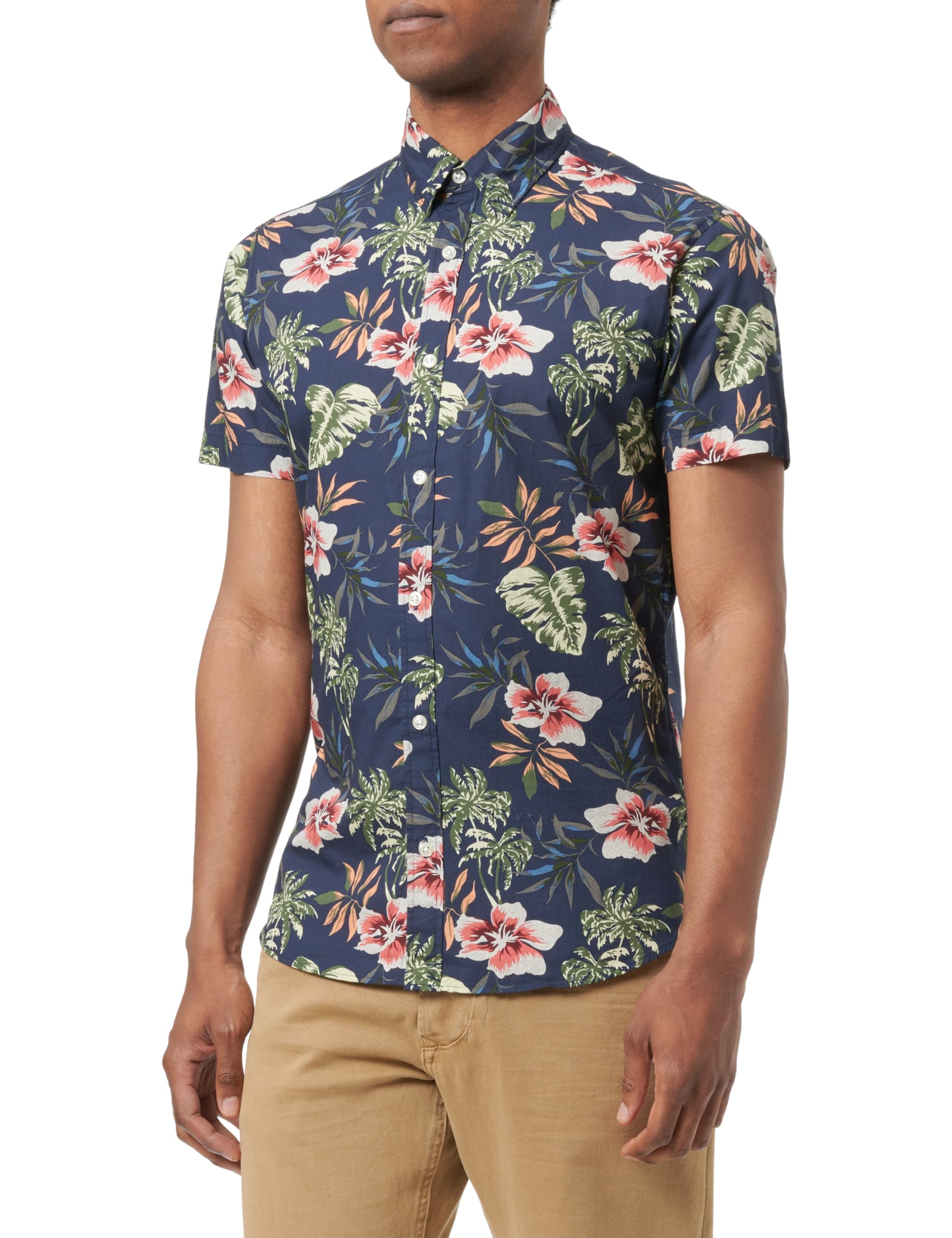 JACK & JONES JJCHILL AOP Shirt SS, Dark Navy, S