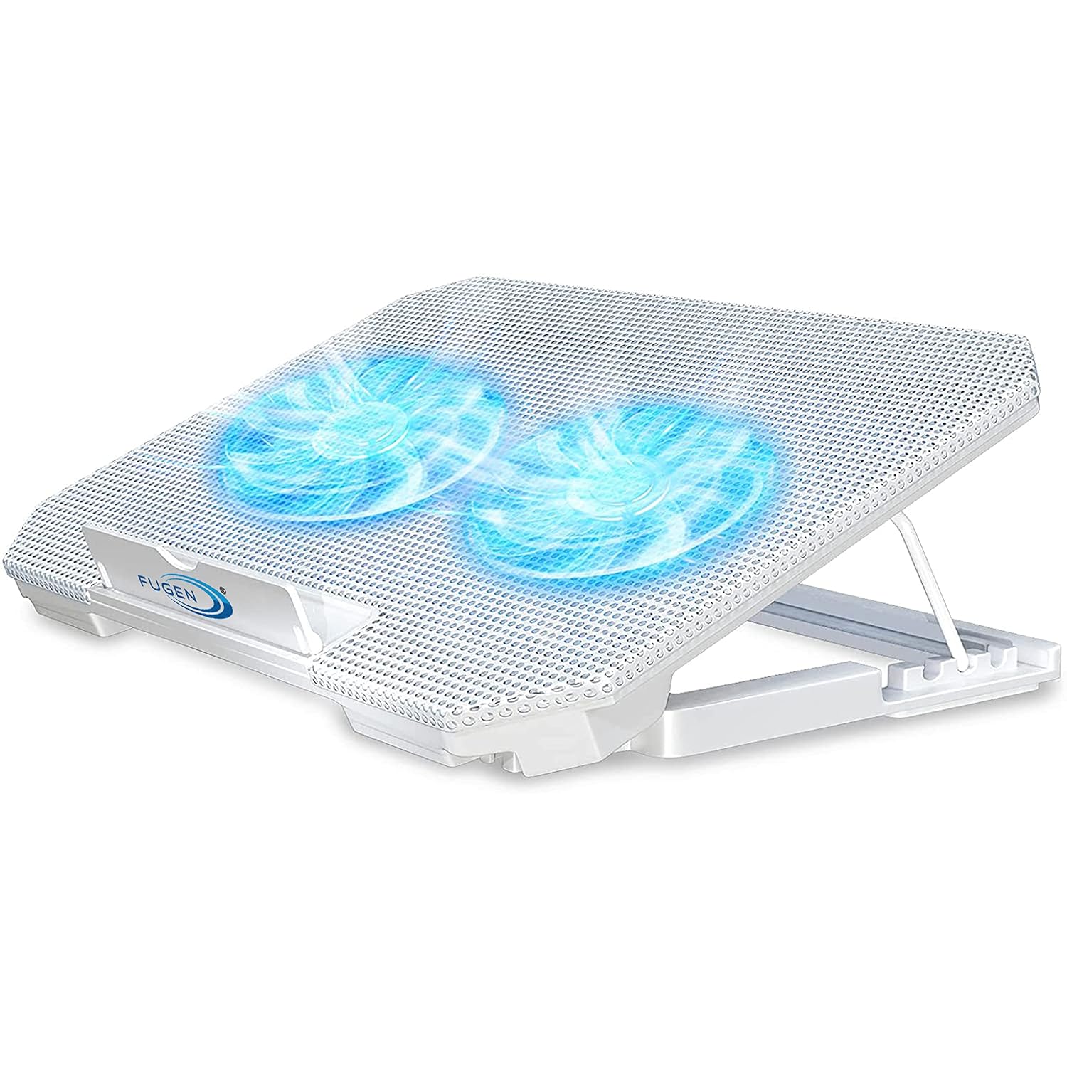 Fugen Laptop Cooling Pad for H-P De-ll Lenvo MB Toshiba Assus Accer etc Laptop Models Support Upto 15.6″” inch with Dual Fan/USB Port Height Adjustable/Blue LED Lights (White) Fugen Laptop Cooling Pad for H-P De-ll Lenvo MB Toshiba Assus Accer etc Laptop Models Support Upto 15.6″” inch with Dual Fan/USB Port Height Adjustable/Blue LED Lights (White)