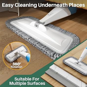 JOYMOOP Spray Mop for Floor Cleaning, Dry & Wet Microfiber Cleaner with 18oz Refillable Bottle and 2 Replacement Pads, for Home or Commercial Use