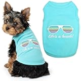 Parisian Pet Beach Dog Shirt – 100% Cotton Shirts for Small Dogs – Sleeveless Pet Vest – Lightweight and Breathable Dogs Apparel – Cute Summer Dog Clothes - Stretchy T Shirts for Pets