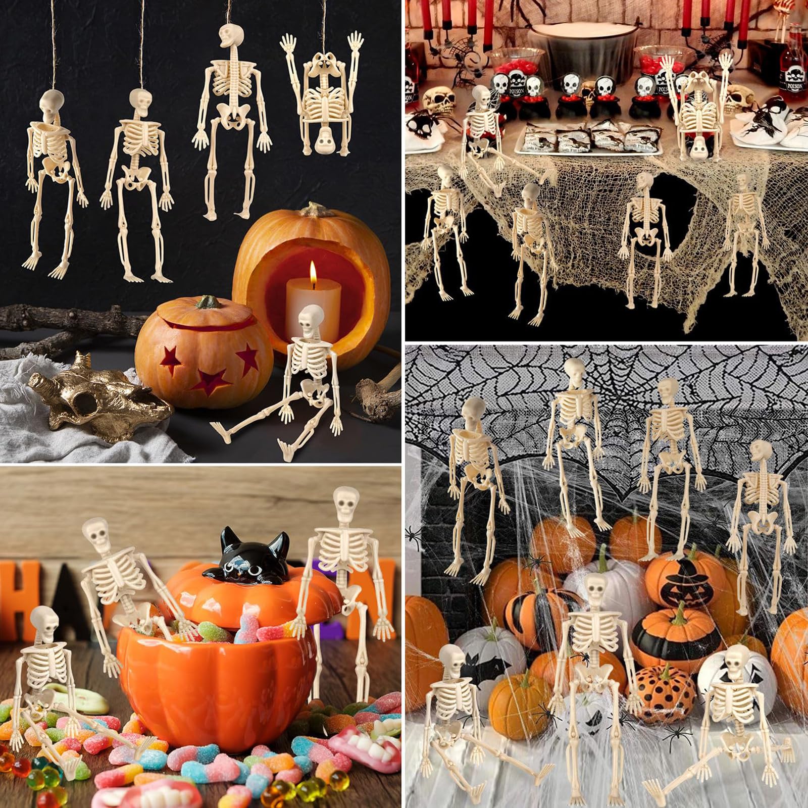 Hudiepan 12 Pezzi Scheletri per Decorazioni di Halloween, Figurine di Mini Scheletro, Mini Scheletro Figurine, Scheletro da 14cm Modello, Scheletro in Miniatura, Adatto per Decorazioni di Halloween