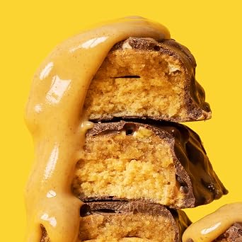FITCRUNCH Full Size Protein Bars, 6-Layer Baked Bar, 6g of Sugar, Gluten Free & Soft Cake Core (12 Bars, Peanut Butter)