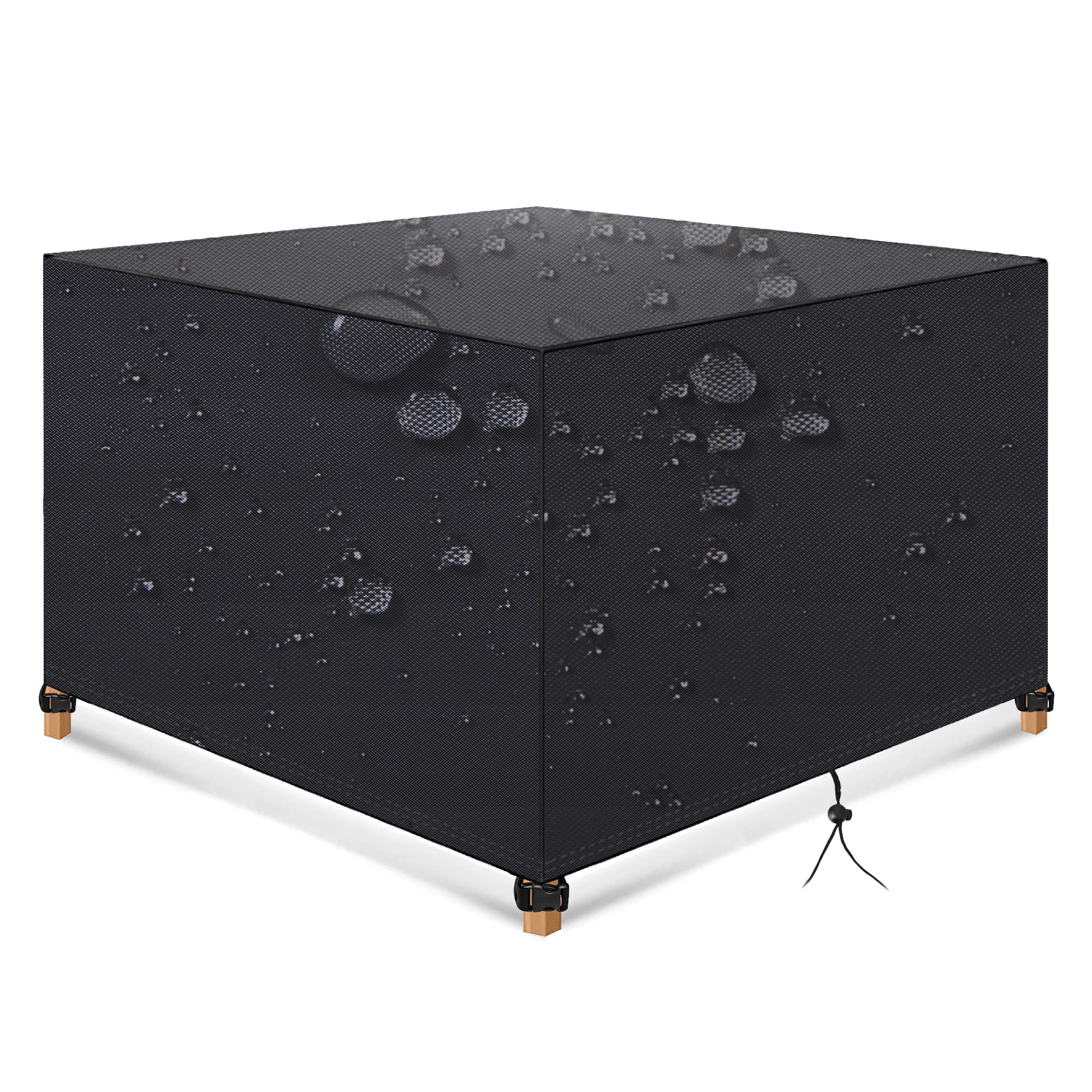 NKADNB Garden Table Cover 120x120x74cm Outdoor Furniture Cover Square Anti-Uv, Rain Protection, Snow-Proof 420D Heavy-Duty Oxford Fabric For Outdoor Furniture With Storage Bag & Drawstring & Buckles