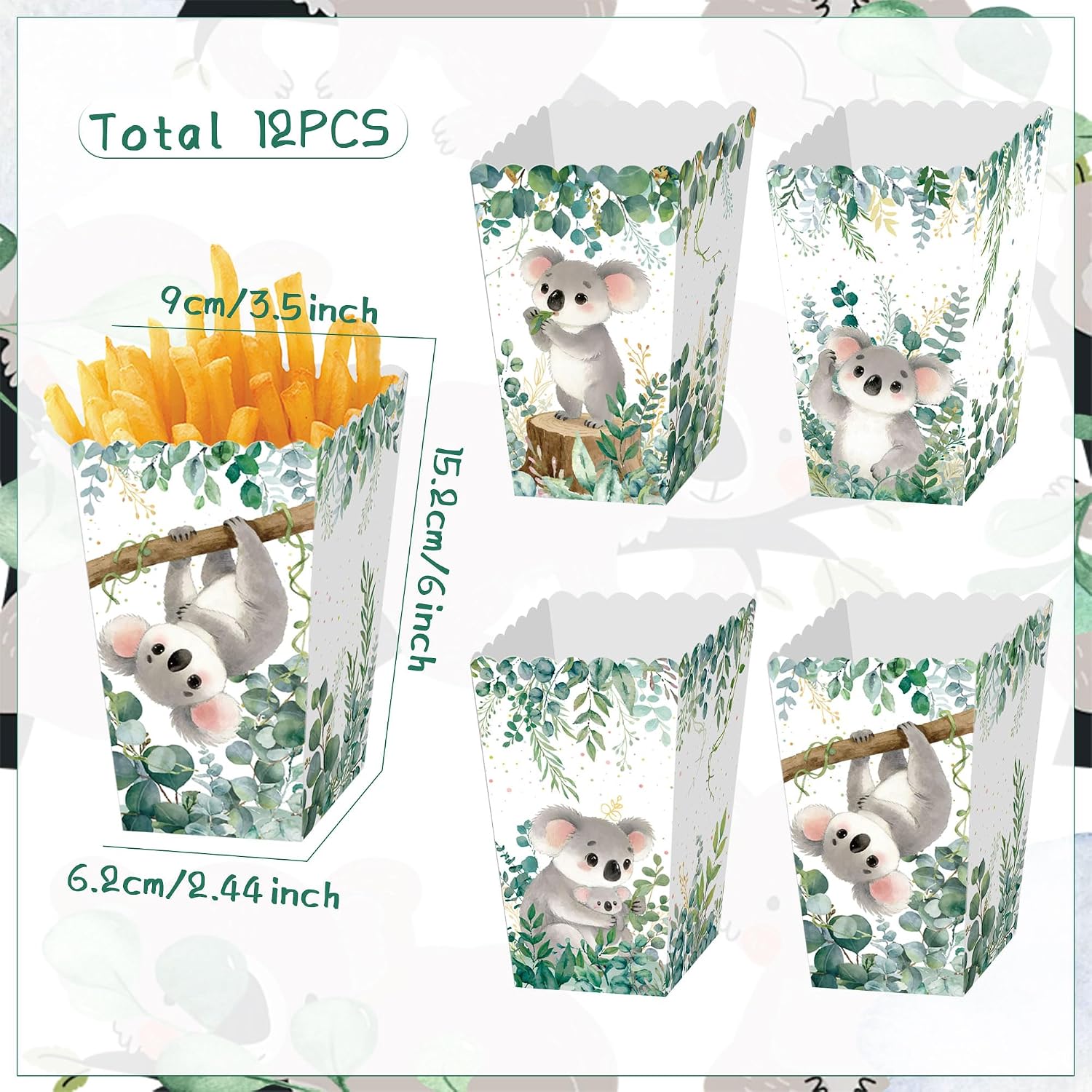 12Pcs Koala Bear Popcorn Boxes Jungle Koala Party Favors Gift Bags image 3