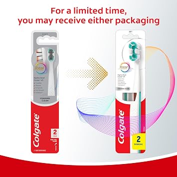 Colgate Total Foaming Clean Toothbrush, Soft, White, 2 Pack