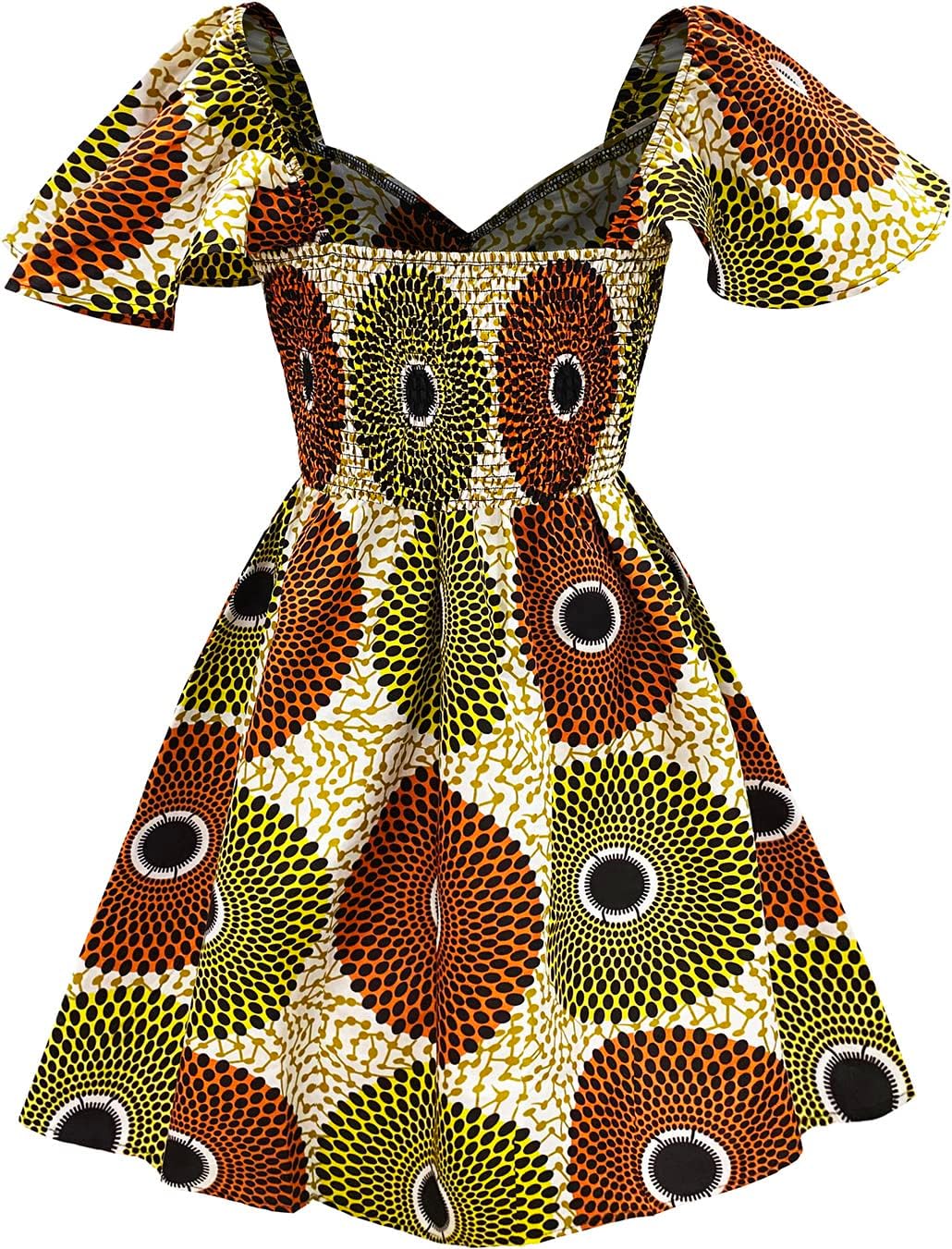 African Print Dress Ankara Wax Short Sleeve Dresses - Image 2
