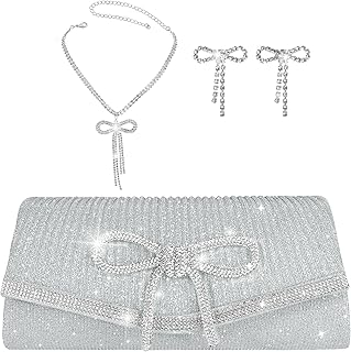 Topchances Clutch Bag, Luxury Diamante Bow Clutch Bags for Women