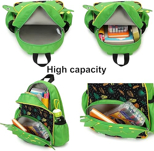 Miniatura 5 de CAMTOP Bonita mochila para niños pequeños pequeños en 3D con diseño de animales de dibujos animados para niñas y niños Verde Dinosaur Green