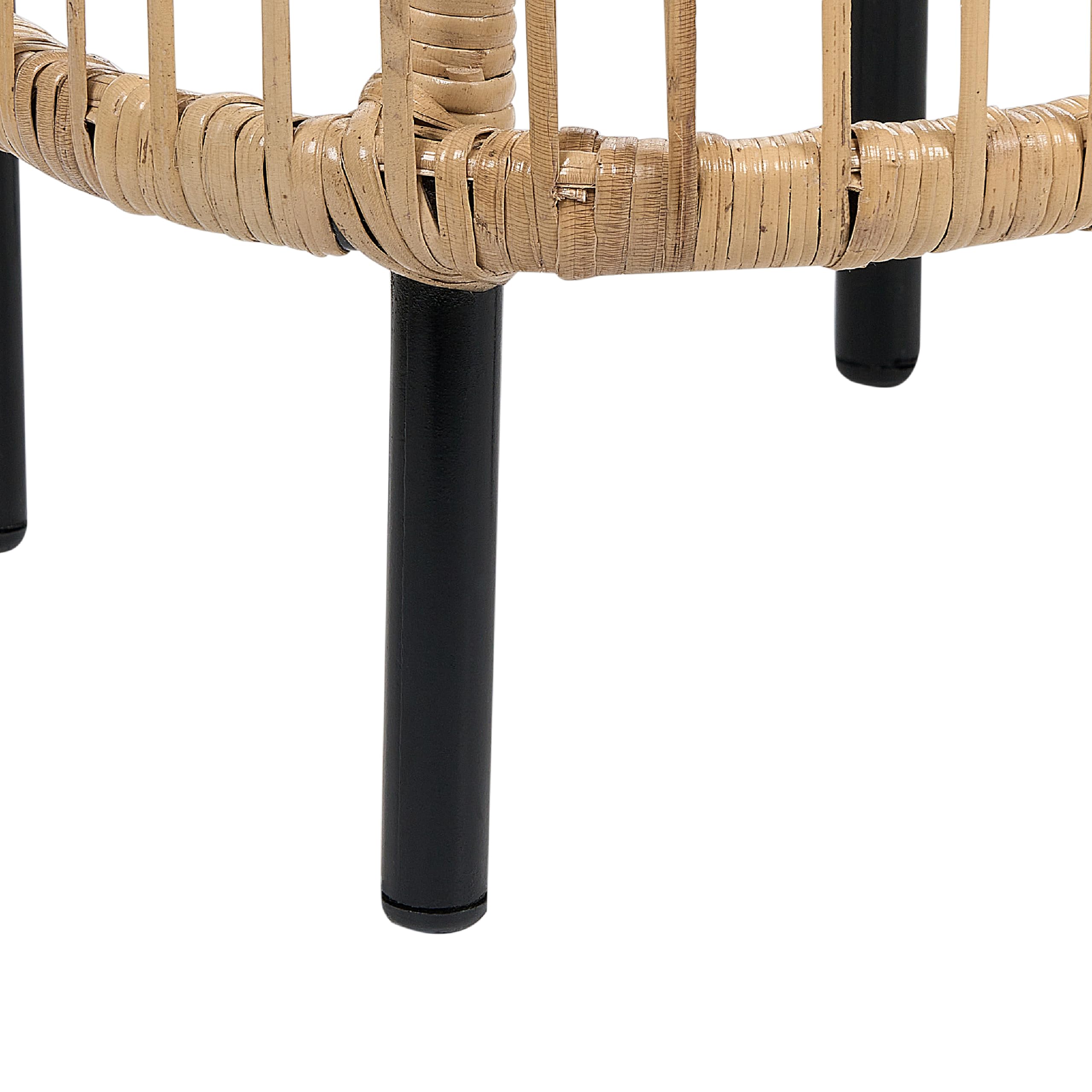 Zestaw dwóch stolików kawowych ogrodowych rattanowy metalowe żelazne nóżki boho naturalny Cesantica