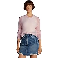 Tommy Jeans Donna Pullover Open Knit con Scollo a V, Rosa (Precious Pink)