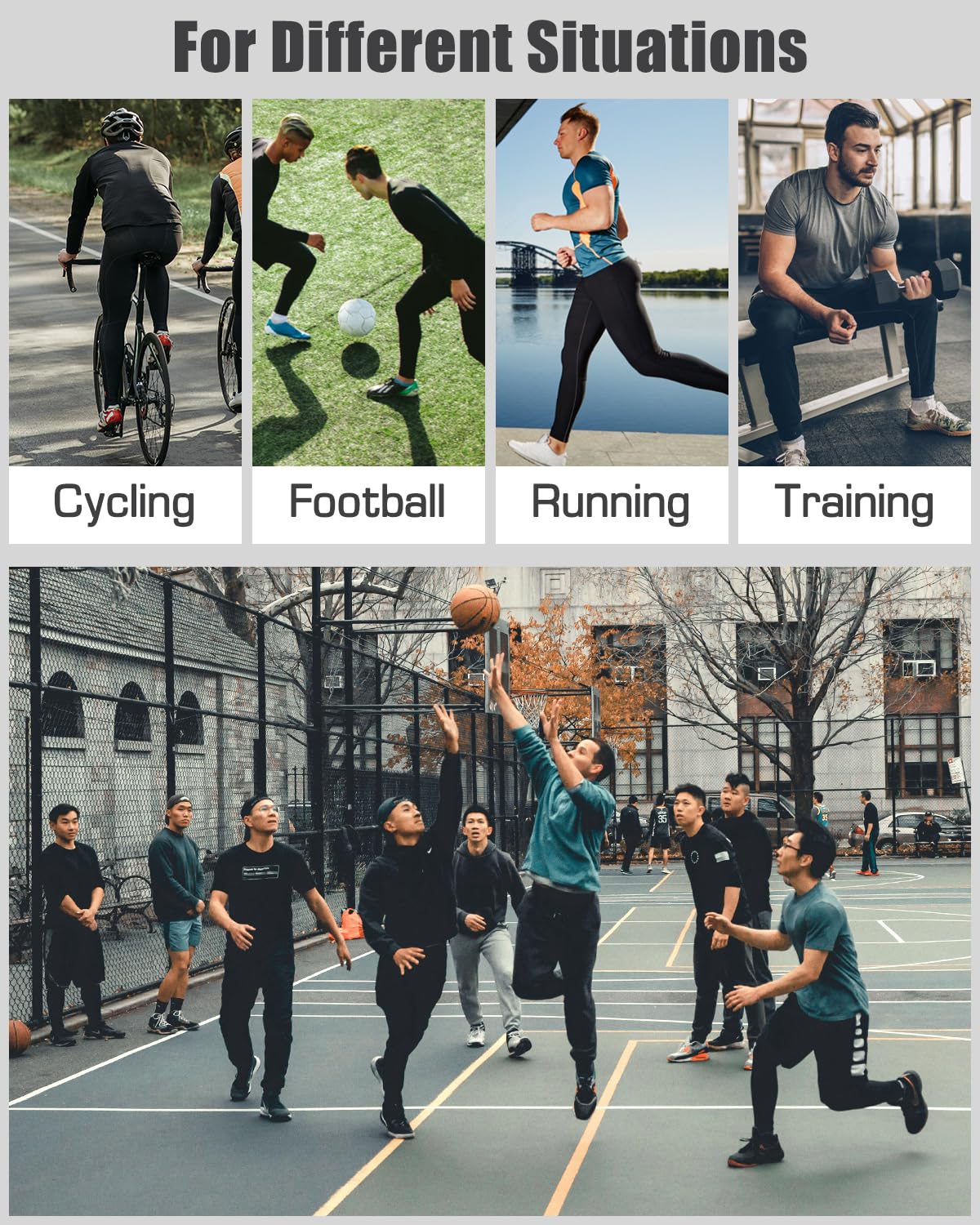 6,5er-Pack Herren-Kompressionshosen, Leggings, athletisches Workout, Baselayer, Laufstrumpfhose