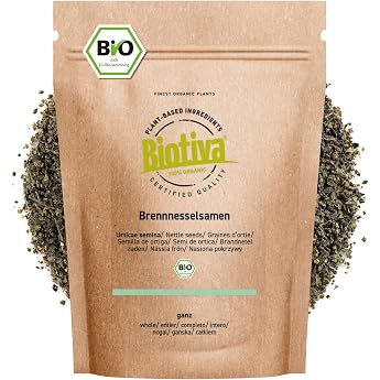 Nettle Seeds Whole Organic 100 g - 100% Organic Nettle Seeds - Germ Reduced - Bottled and Controlled in Germany Biotiva
