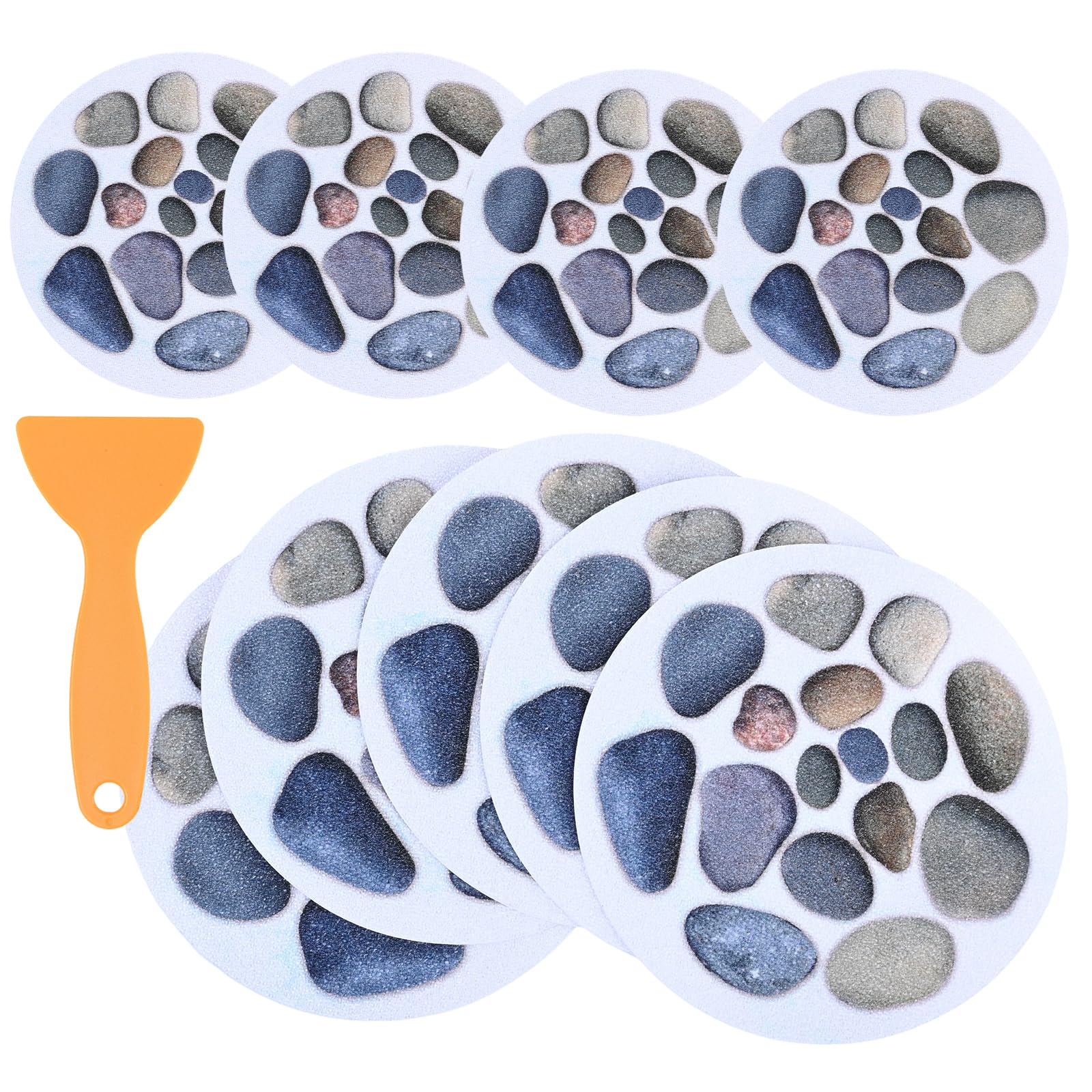 Solvio 10 Pcs Non Slip Bath Stickers, Round Anti Slip Shower Stickers with Scraper, Self-Adhesive Safety Bathtub Treads for Bath Tub, Shower Room, Stairs and Slippery Surfaces (15cm Diameter)